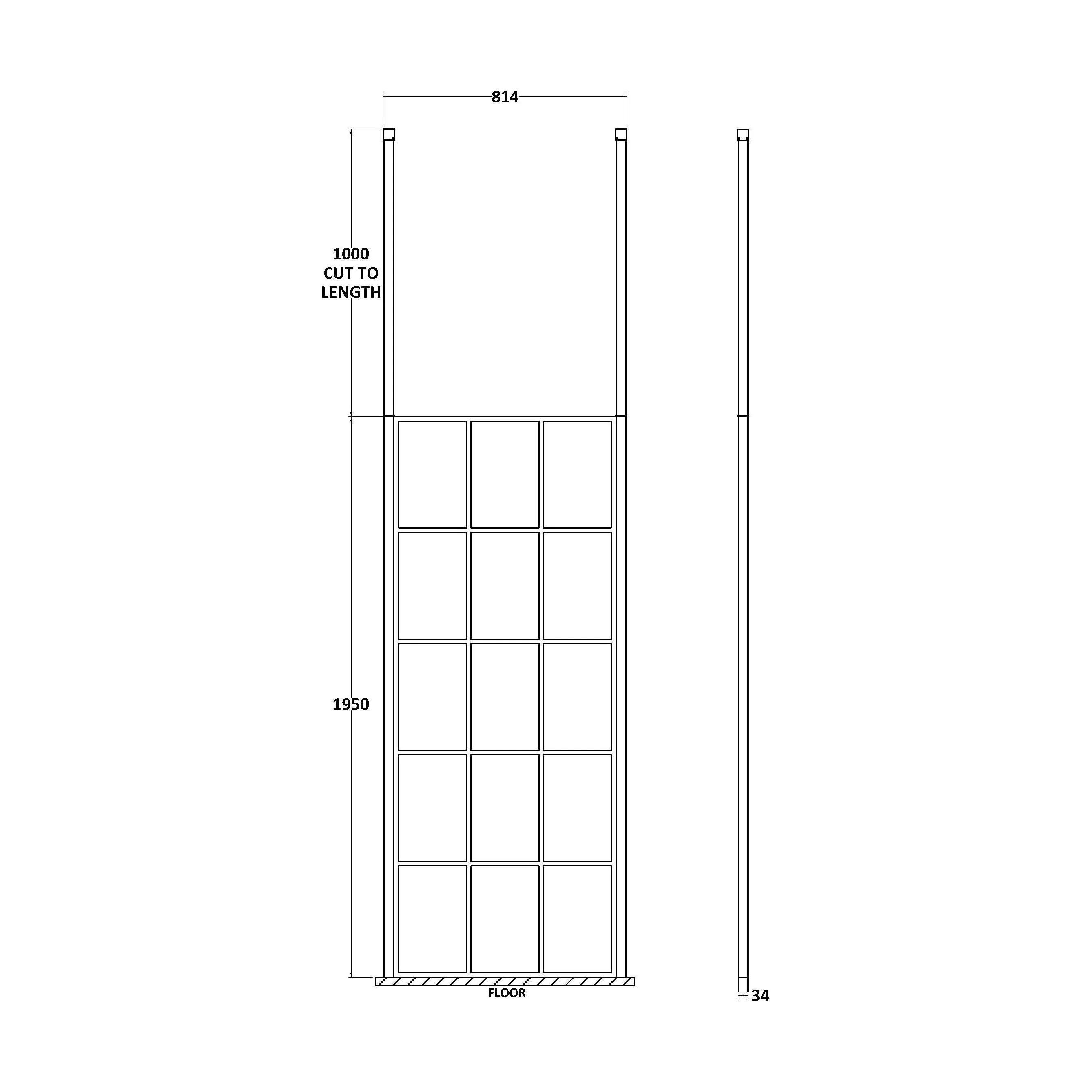 Balterley Contemporary Bathroom 8mm Profile Wetroom Screen with Ceiling Posts, Matt Black, 1950 x 700 x 14mm - Image 7