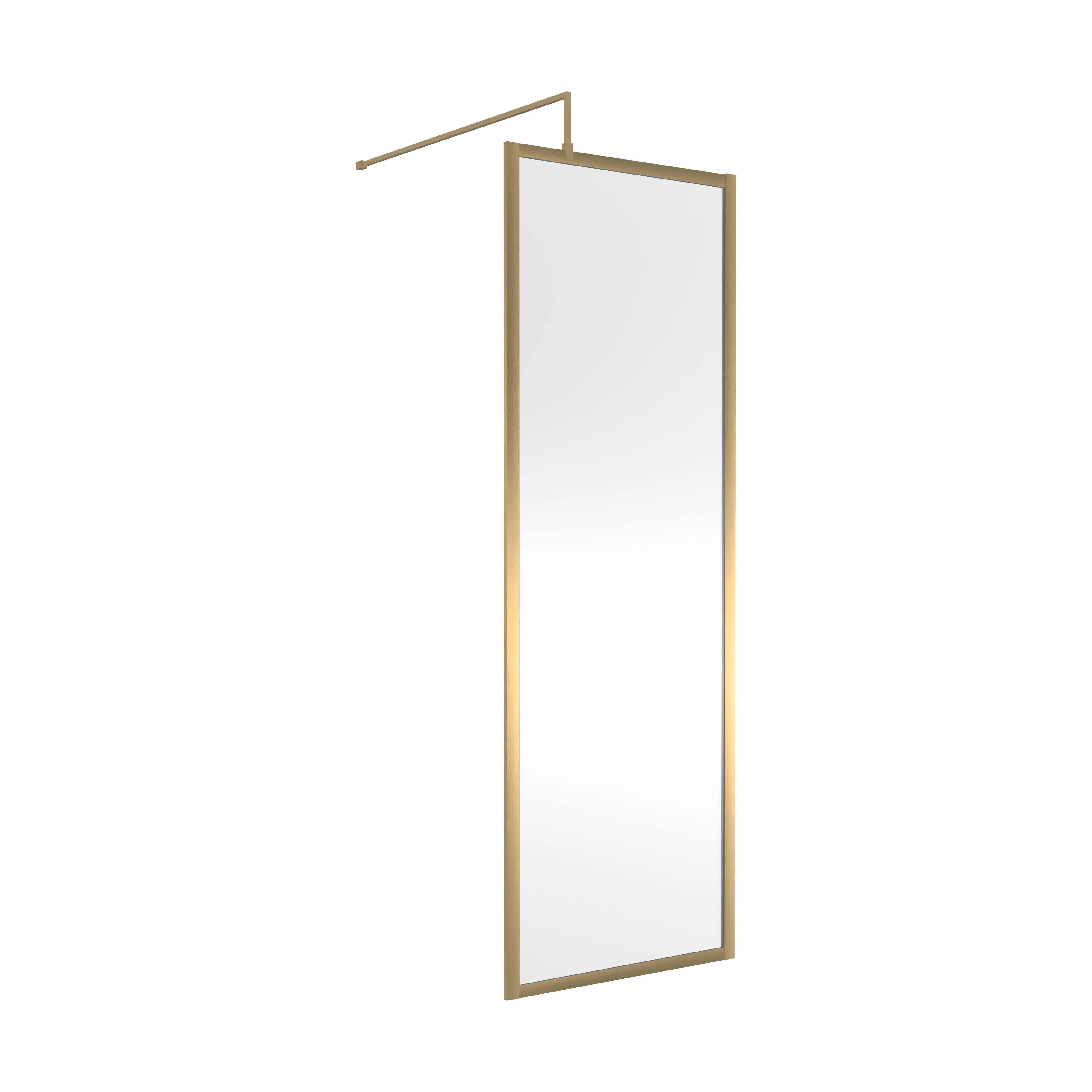 Balterley Contemporary Bathroom 8mm Glass Full Outer Frame Wetroom Screen, Brushed Brass, 1950 x 700 x 1000mm