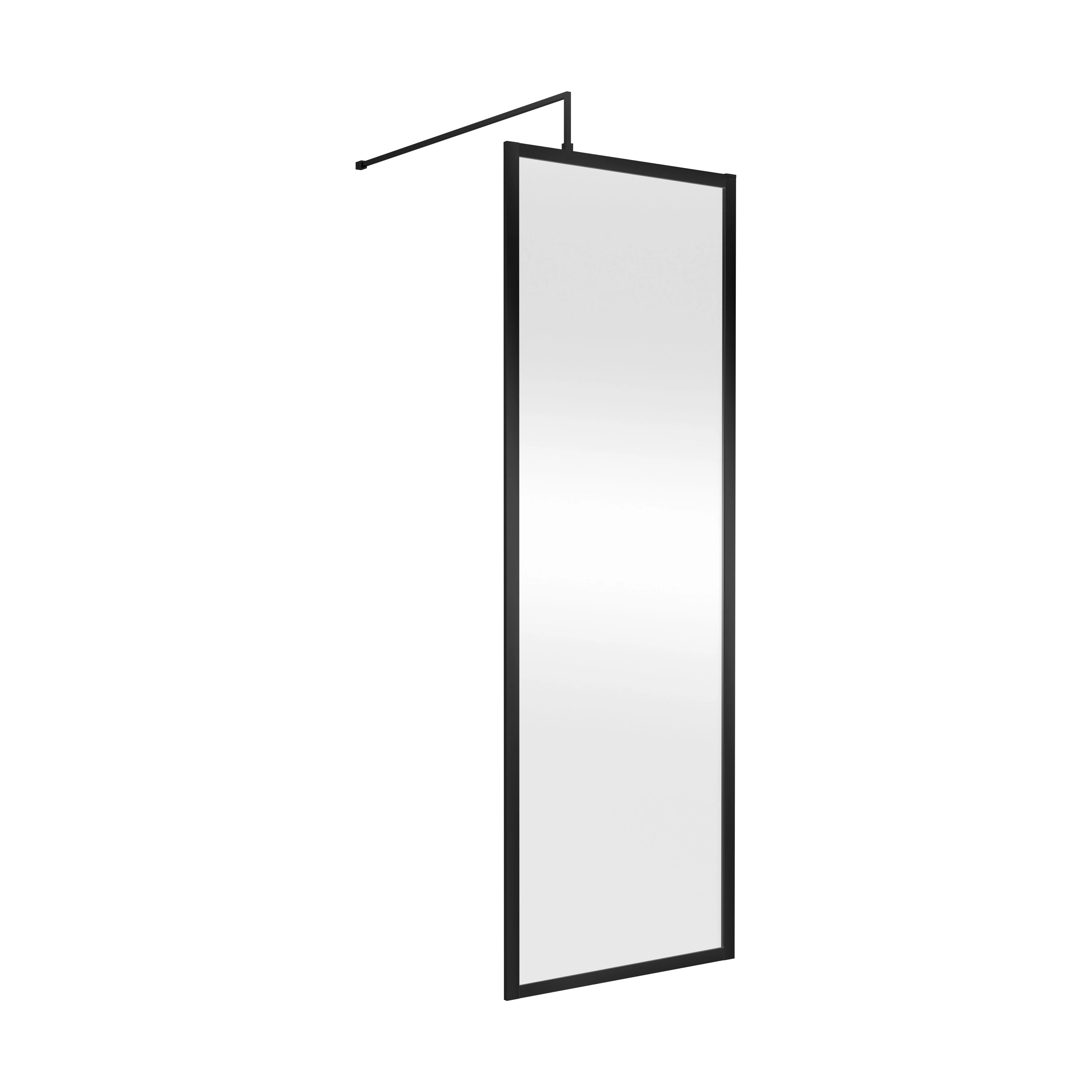 Balterley Contemporary Bathroom 8mm Glass Full Outer Frame Wetroom Screen, Matt Black, 1950 x 760 x 1000mm