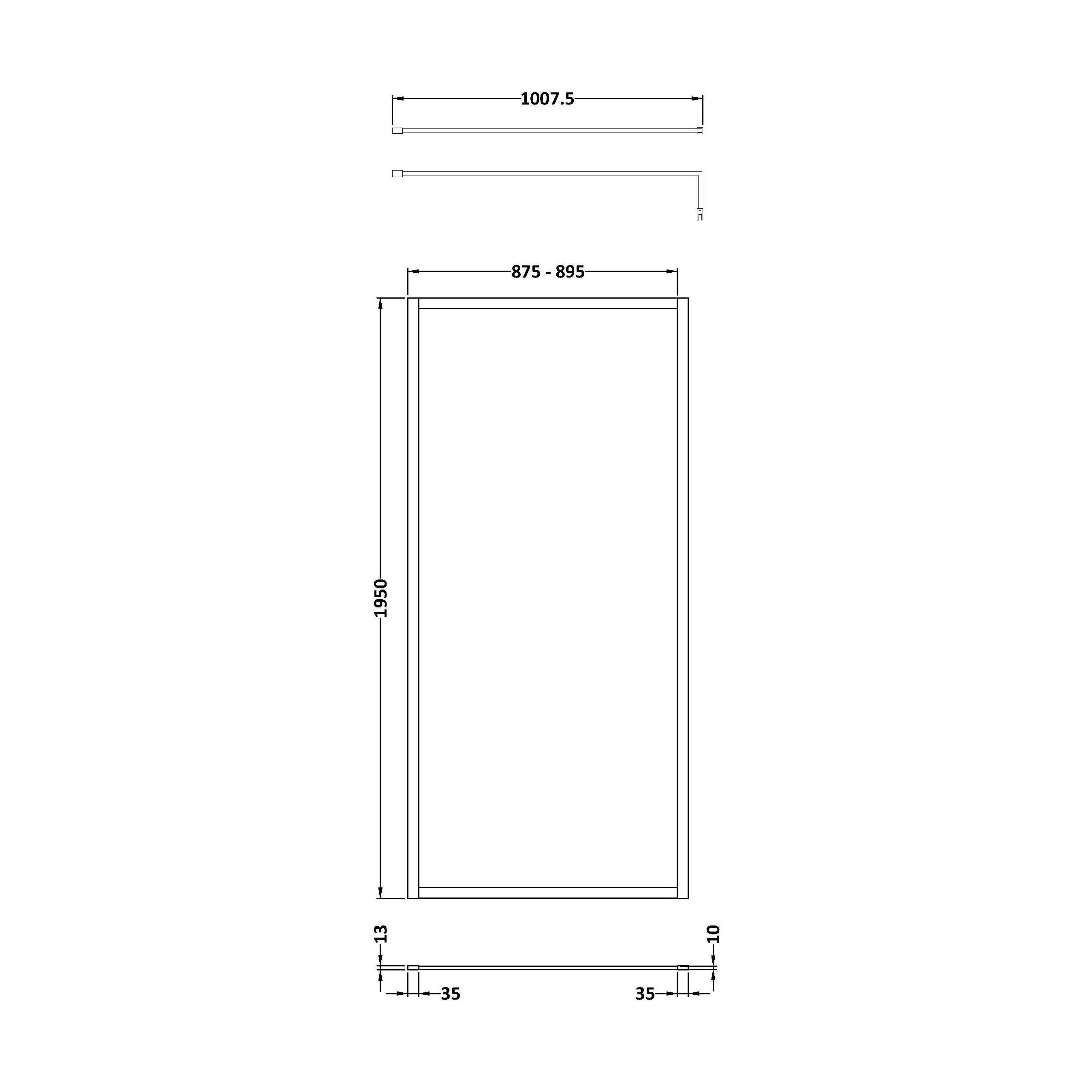 Balterley Contemporary Bathroom 8mm Glass Full Outer Frame Wetroom Screen, Matt Black, 1950 x 900 x 1000mm - Image 2