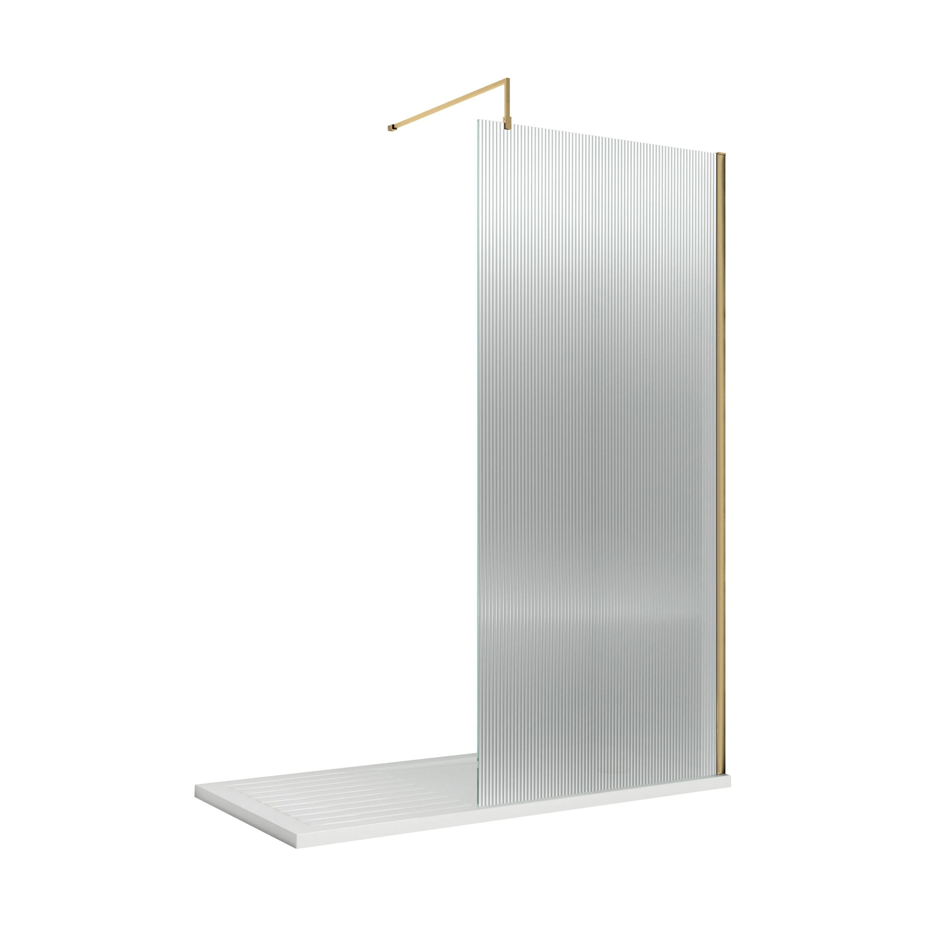 Balterley Contemporary Bathroom 8mm Fluted Glass Wetroom Screen with Support Bar, 1950 x 800 x 14mm, Polished Chrome - Image 8