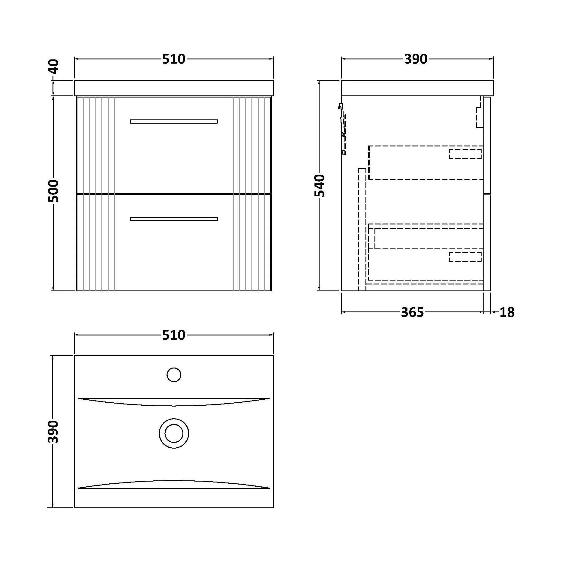 Belvide Partial Fluted 2 Drawer Wall Hung Vanity Unit with Mid-Edge 1 Tap Hole Ceramic Basin - Image 85