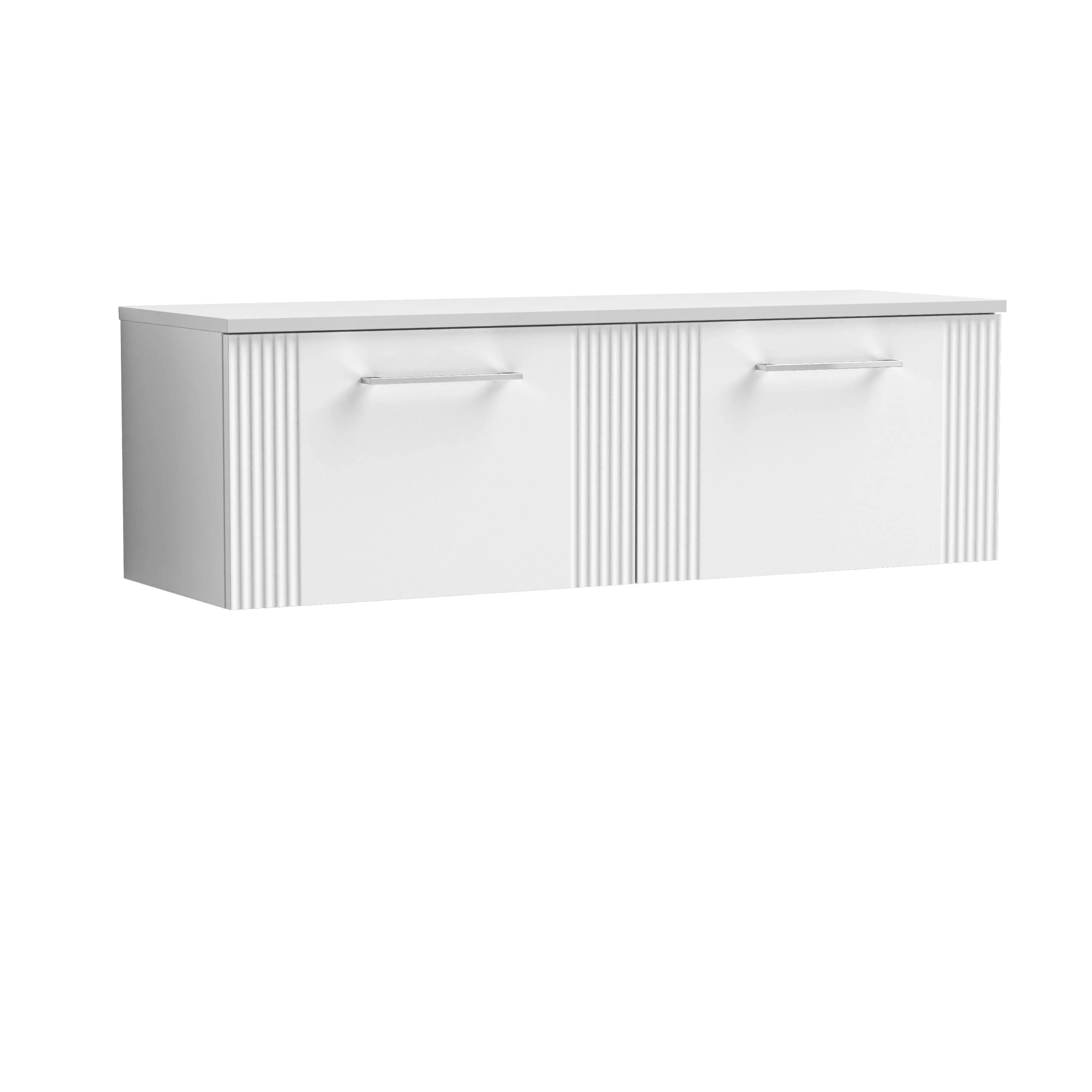 Belvide Retro Partial Fluted 1 Drawer Wall Hung Vanity Unit with Colour Coordinating Worktop, Choice of Colour