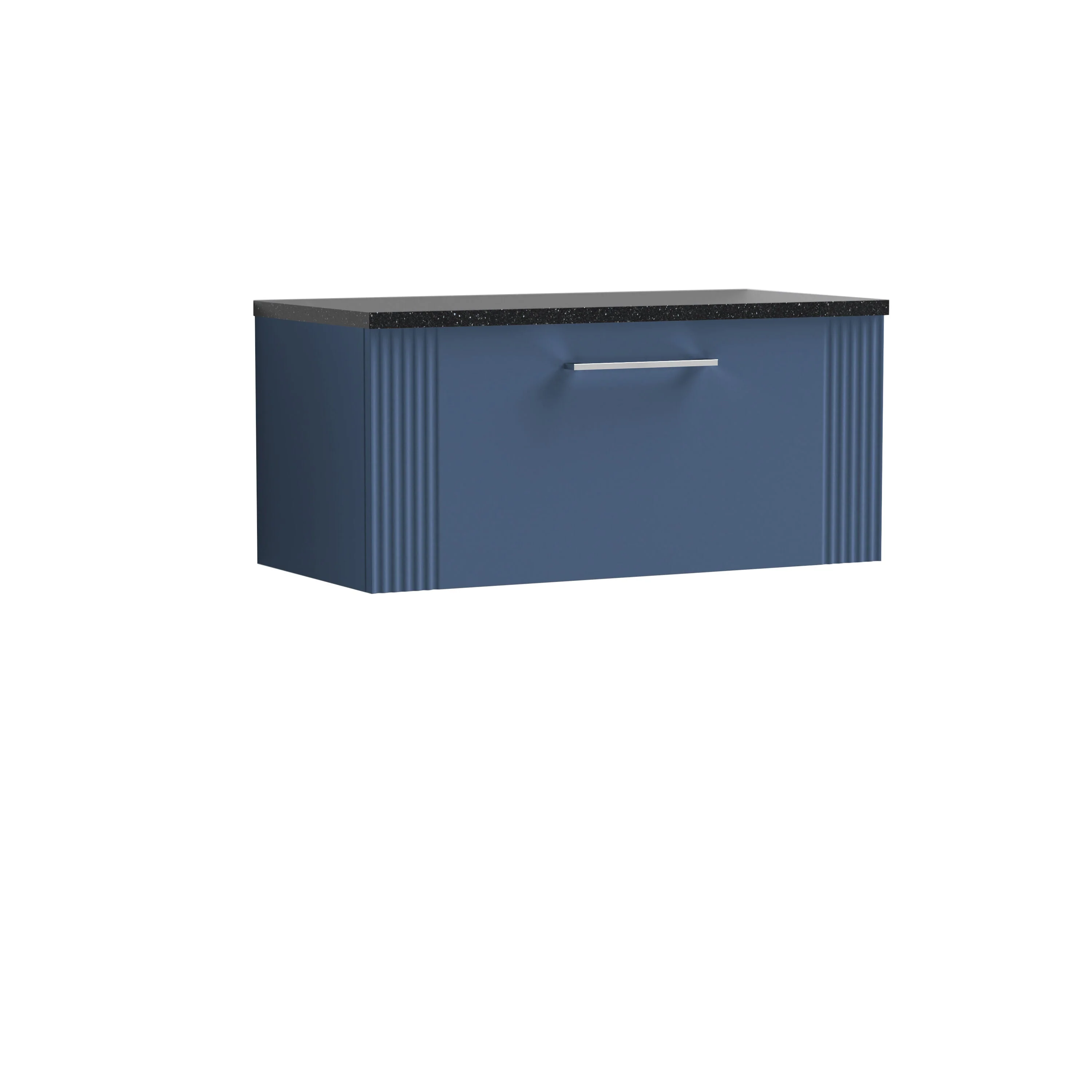 Belvide Retro Partial Fluted 1 Drawer Wall Hung Vanity Unit with Sparkling Black Laminate Worktop, Choice of Size and Colour - Image 15