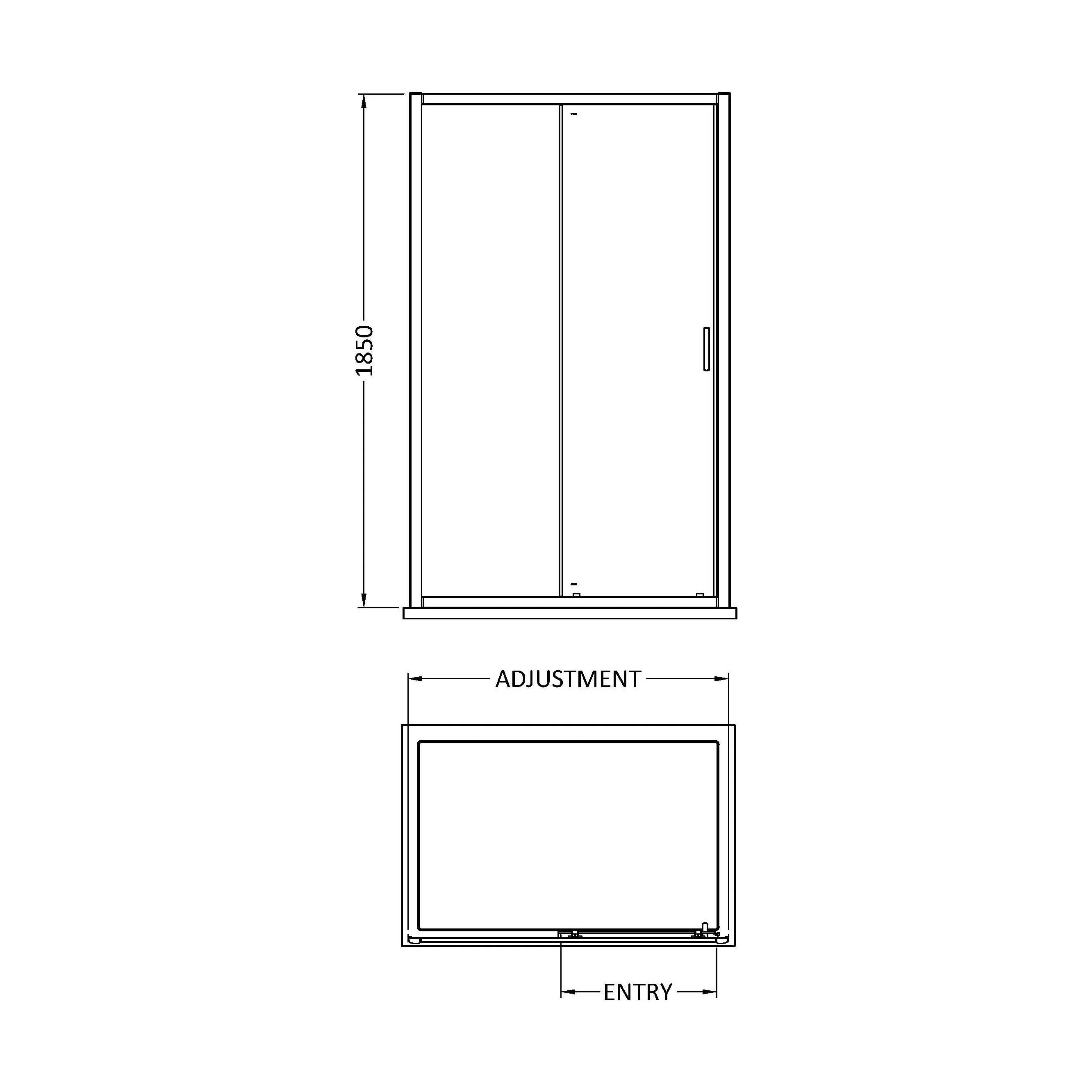 6mm Toughened Safety Glass Reversible Sliding Shower Door - 1400mm - Black - Image 2