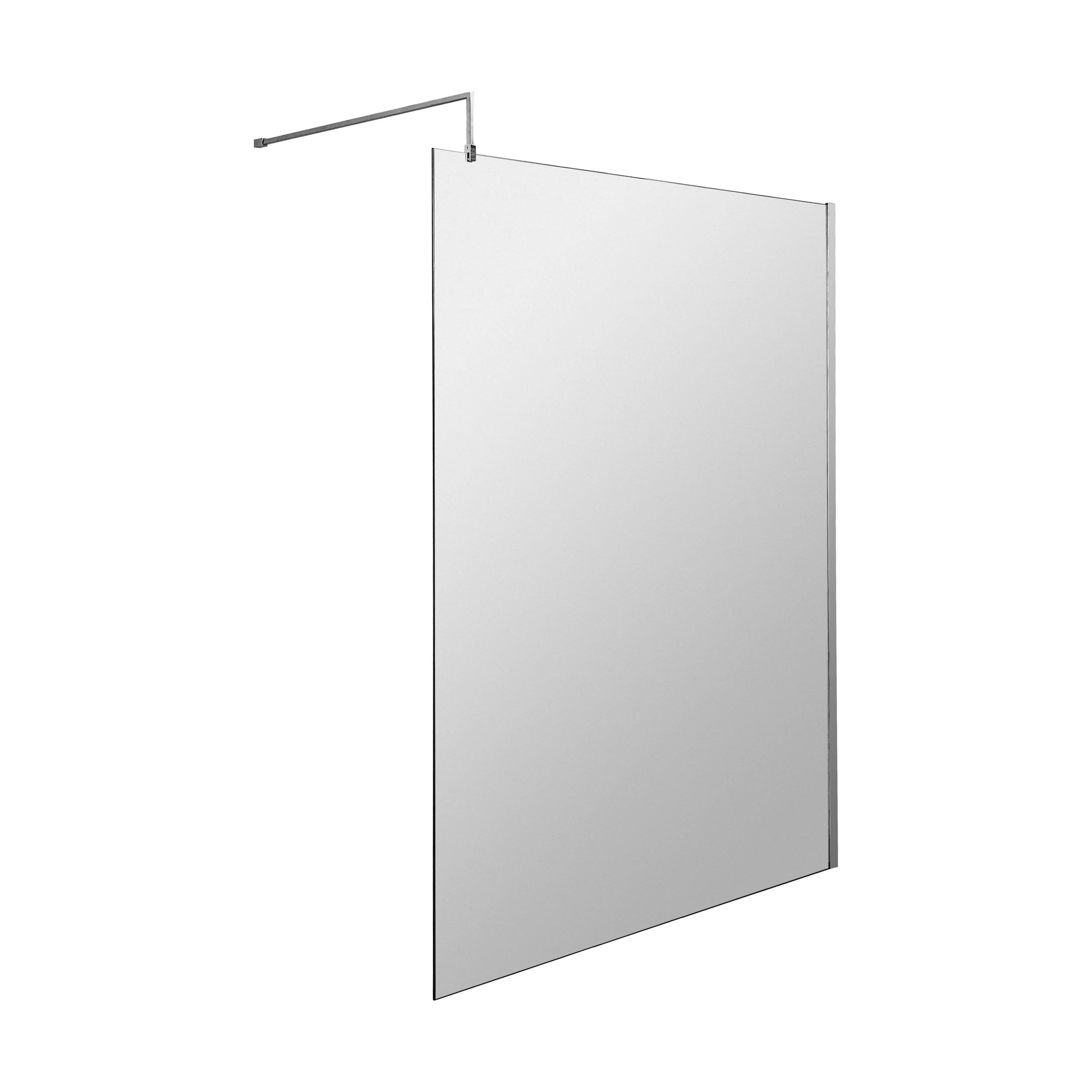 Balterley Contemporary Bathroom 8mm Glass Profile Wetroom Screen with Support Bar, Chrome, 1950 x 1400 x 14mm