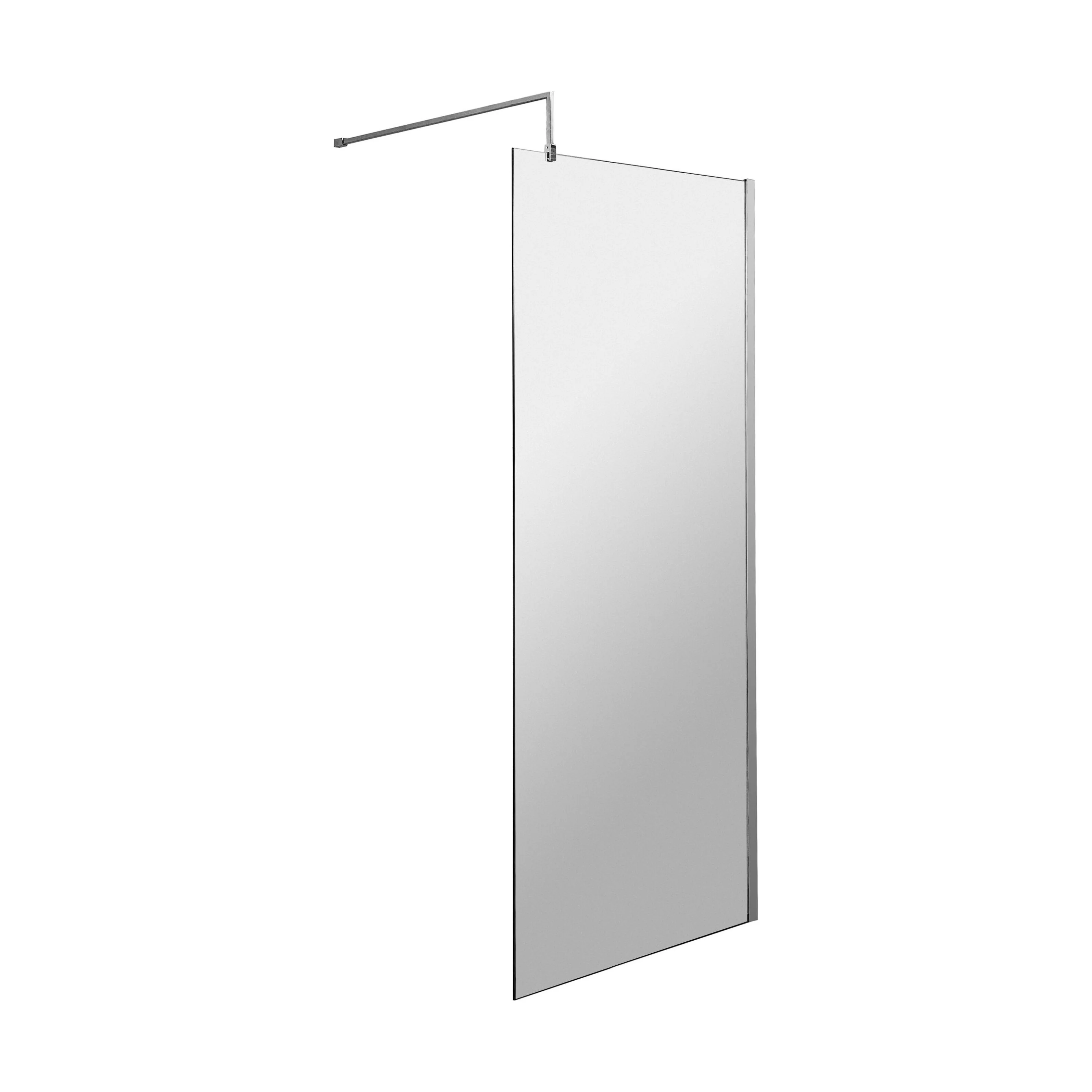 Balterley Contemporary Bathroom 8mm Glass Profile Wetroom Screen with Support Bar, Chrome, 1950 x 800 x 40mm