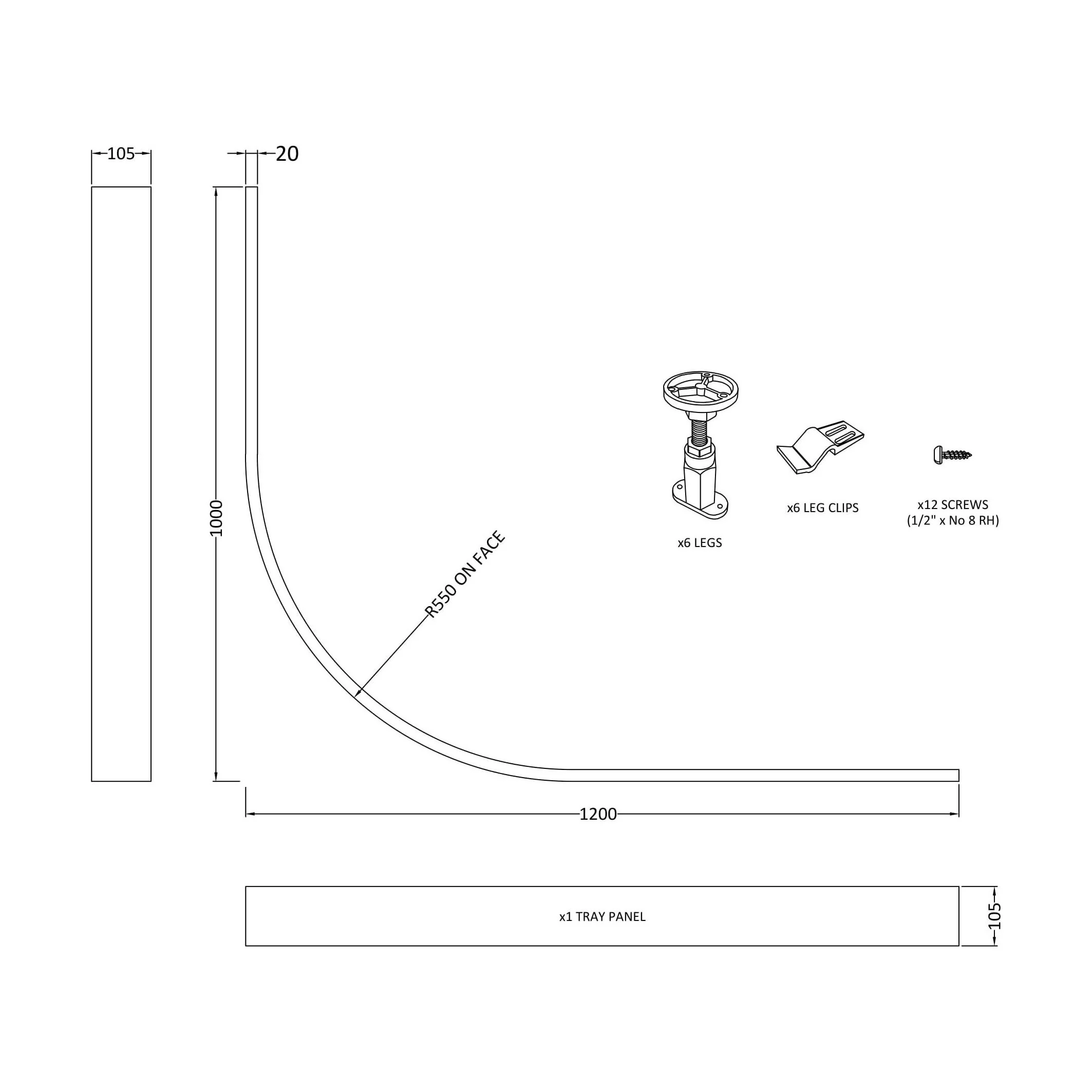 Shower Tray Leg Set & Plinth Kit - White - 1200mm x 900mm Panel - Image 2