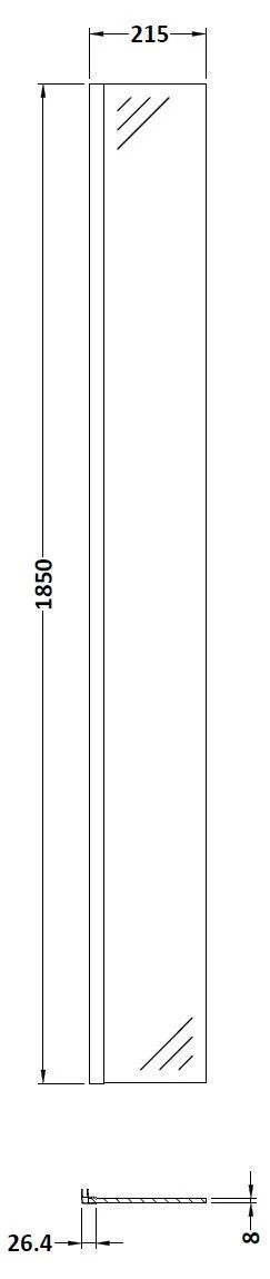 Wetroom Screen Return 215x1850x8mm Black - Image 2
