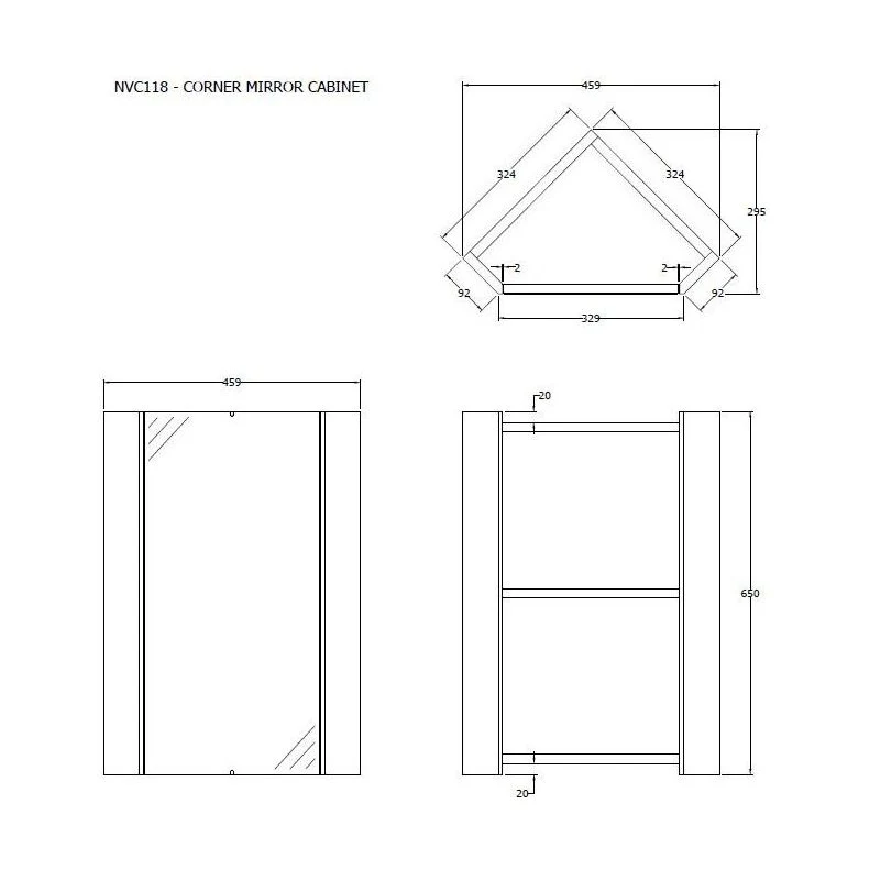 Corner Wall Hung Mirror Cabinet in Gloss White by Balterley - Image 2