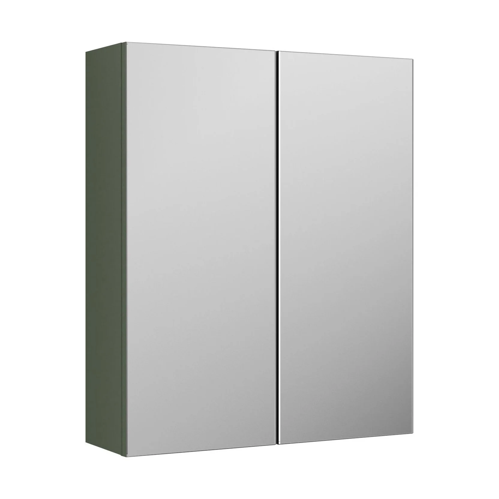 Balterley Level Contemporary Bathroom Wall Hung 2 Door Mirror Cabinet, Satin Green, 600mm