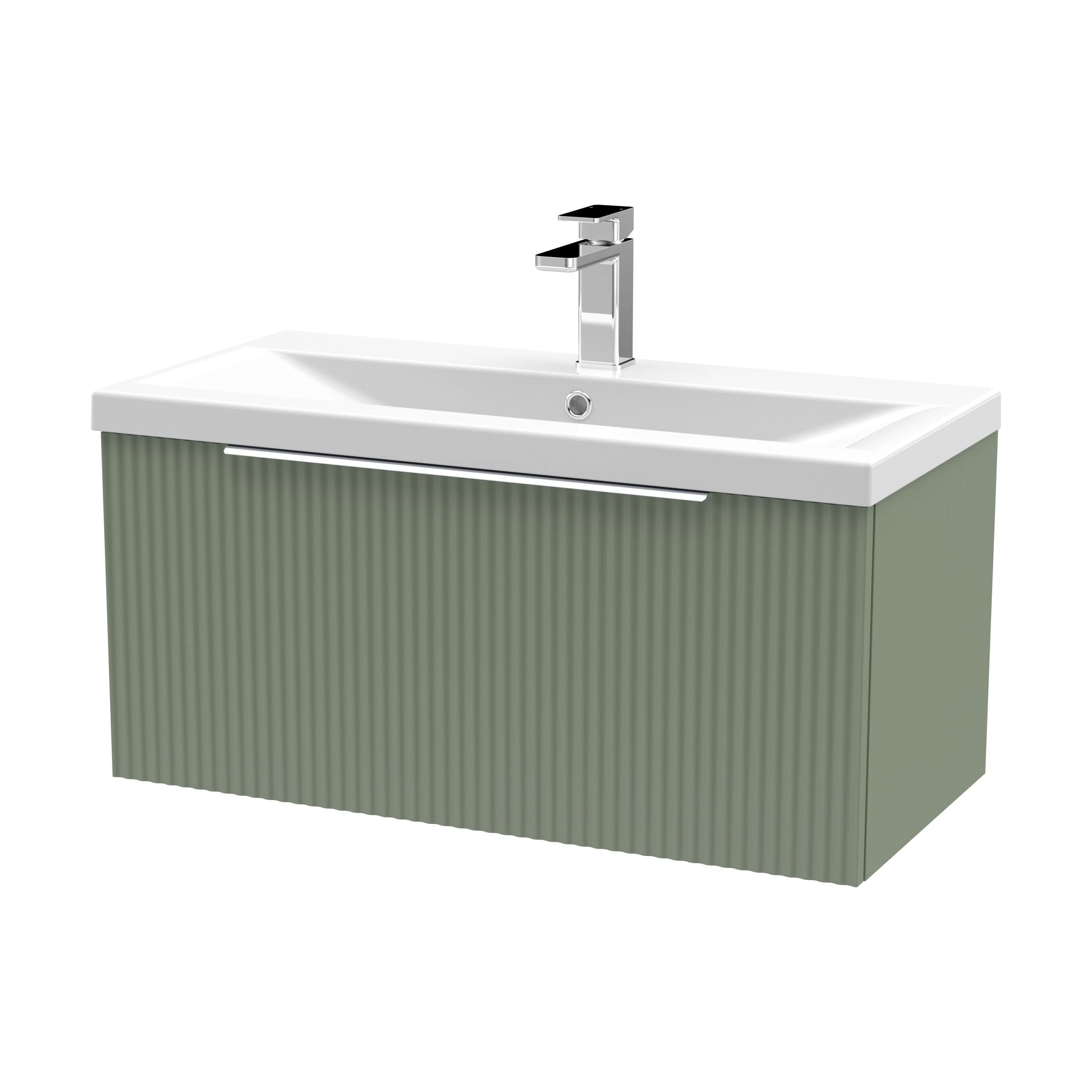 Tixall Fluted Front Wall Hung Vanity Basin Unit 800mm - 2 Drawer - Image 155
