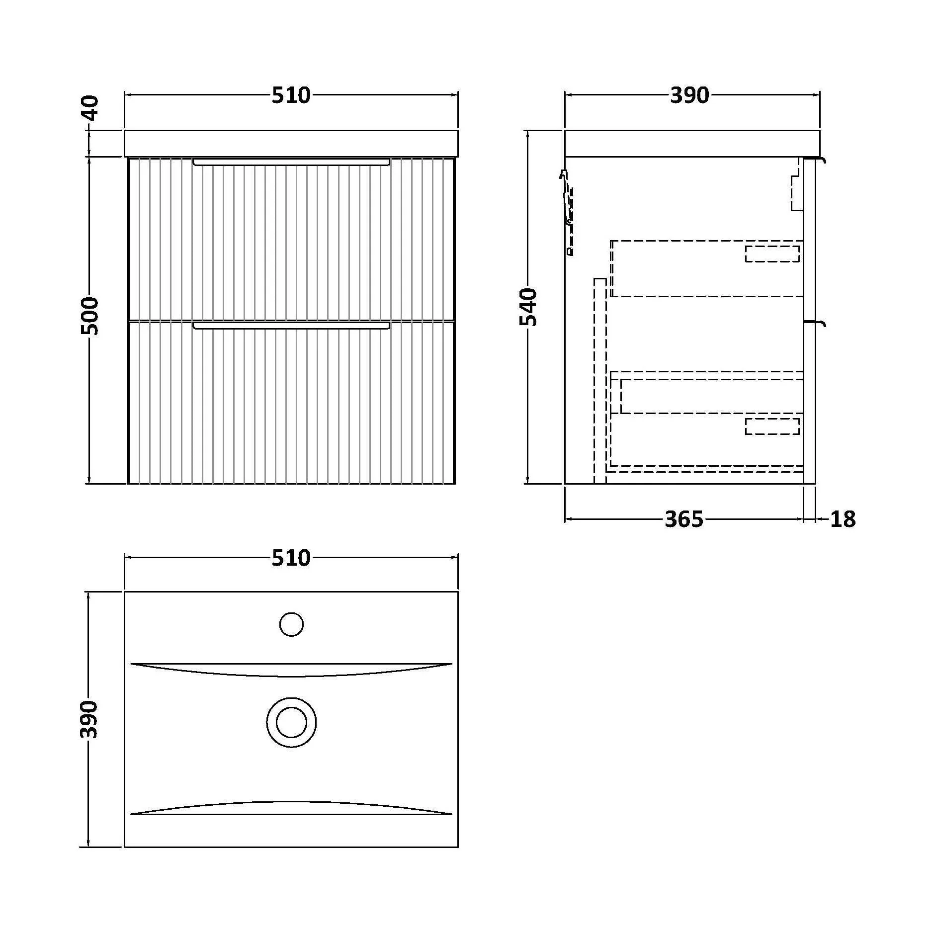 Tixall Fluted Front Wall Hung Vanity Basin Unit 800mm - 2 Drawer - Image 159