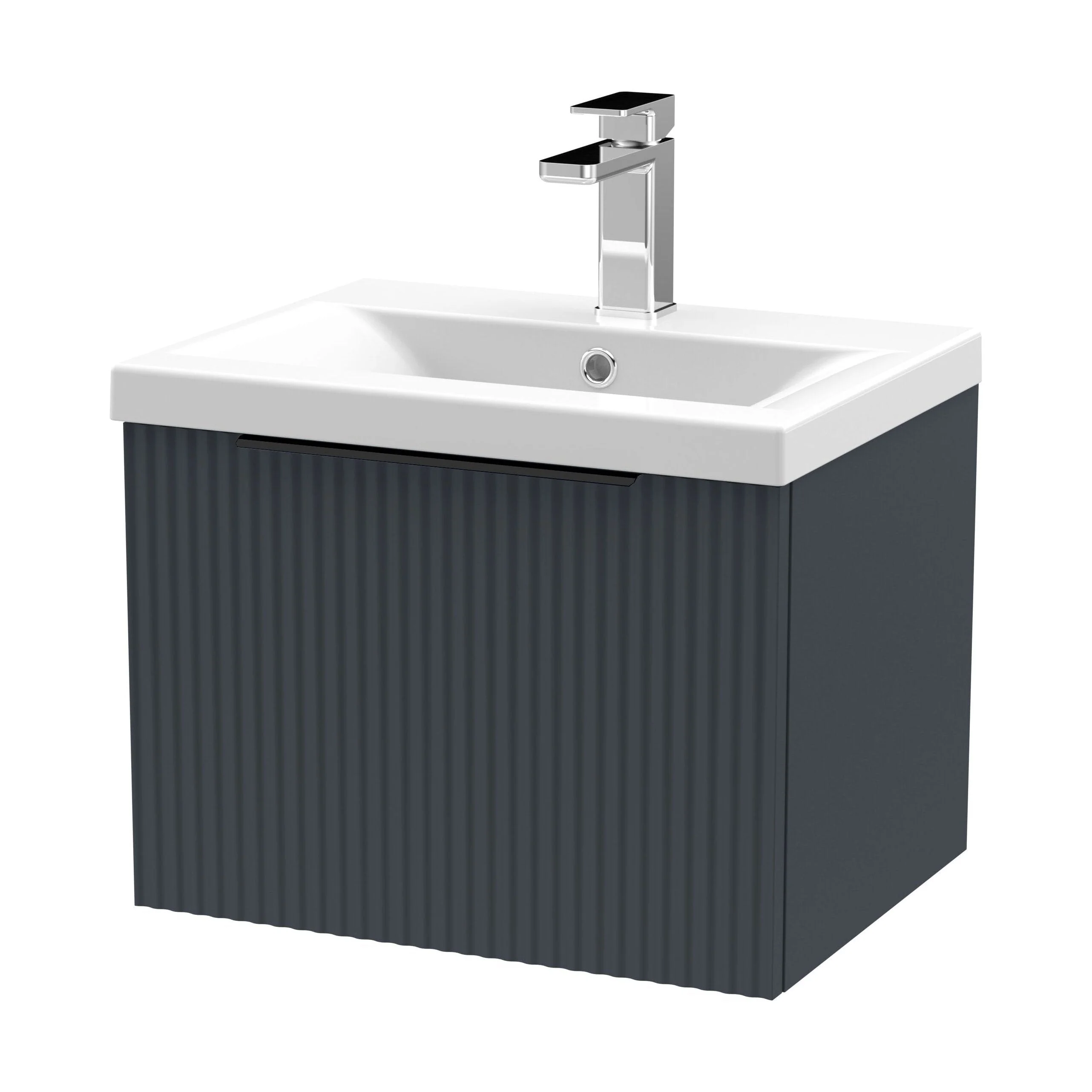 Tixall Fluted Front Wall Hung Vanity Basin Unit 800mm - 2 Drawer - Image 39