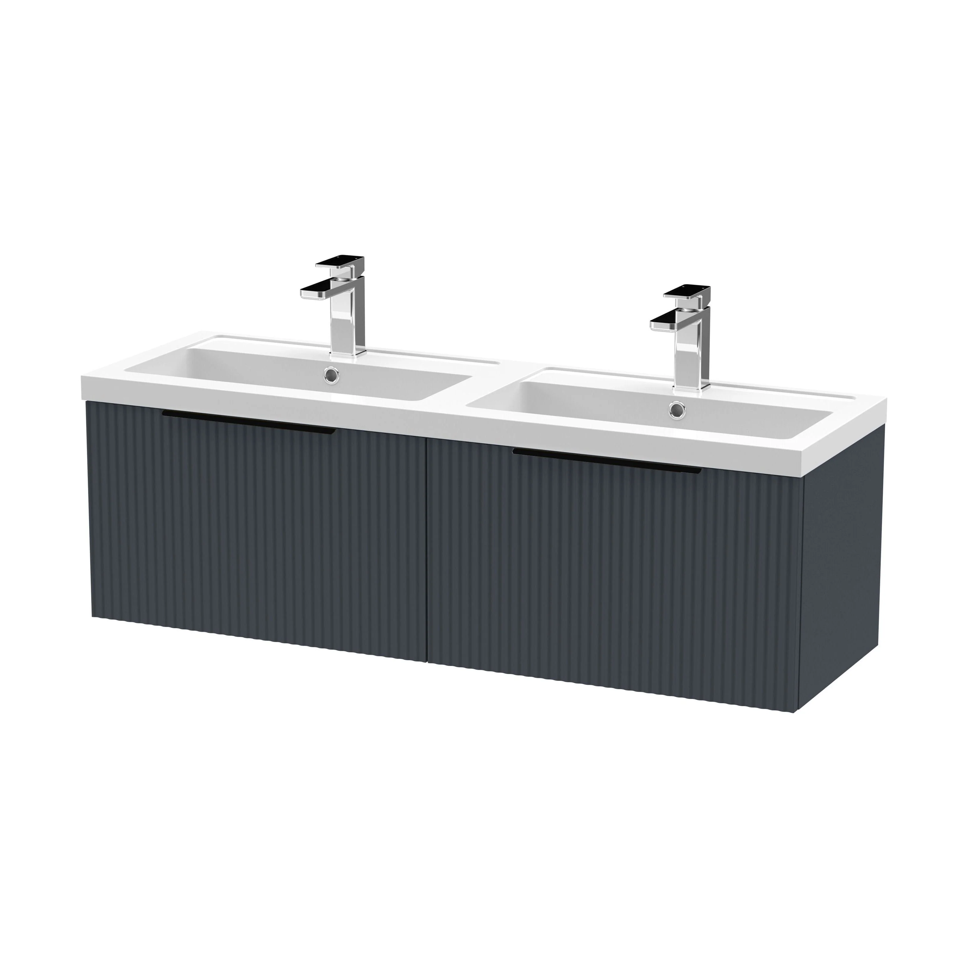 Tixall Fluted Front Wall Hung Vanity Basin Unit 800mm - 2 Drawer - Image 54