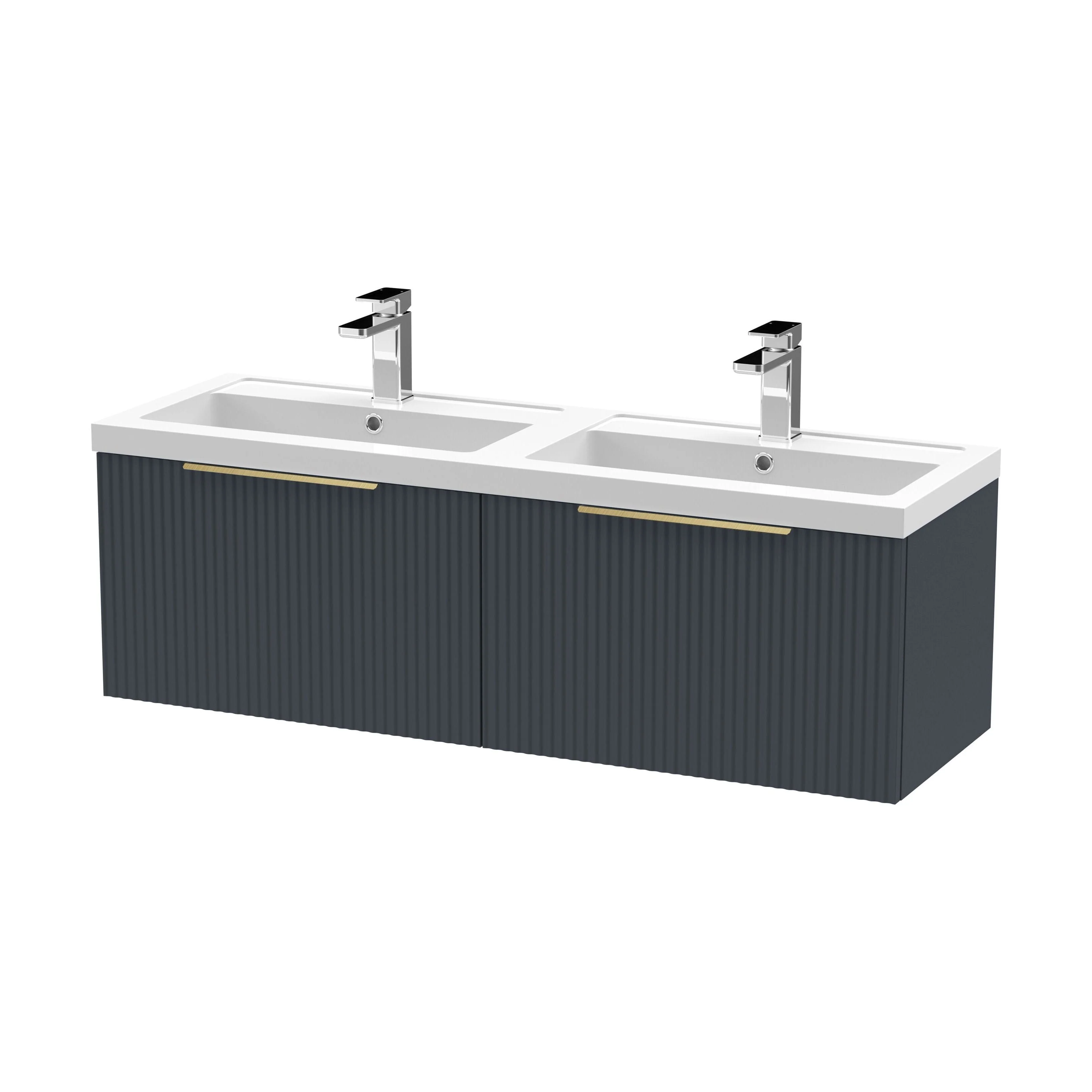 Tixall Fluted Front Wall Hung Vanity Basin Unit 800mm - 2 Drawer - Image 55
