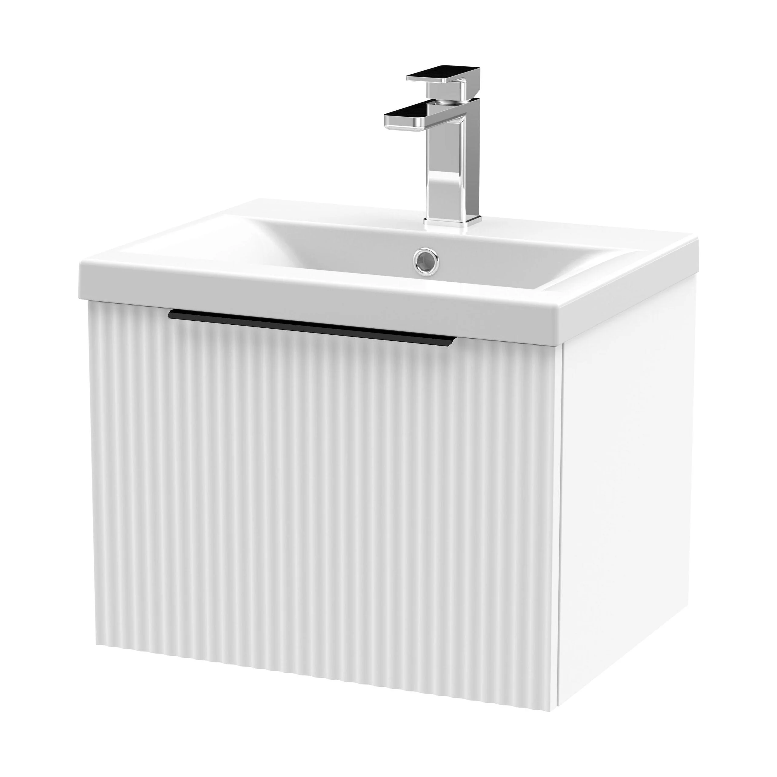 Tixall Fluted Front Wall Hung Vanity Basin Unit 800mm - 2 Drawer - Image 63