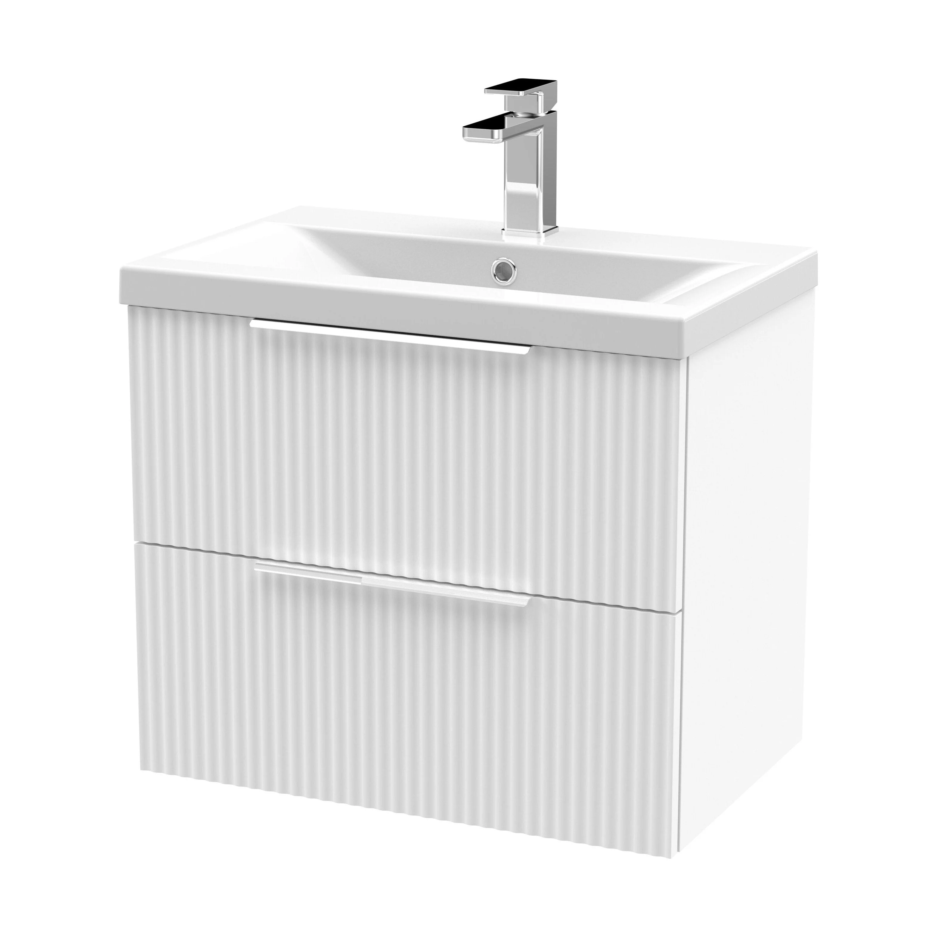 Tixall Fluted Front Wall Hung Vanity Basin Unit 800mm - 2 Drawer - Image 68