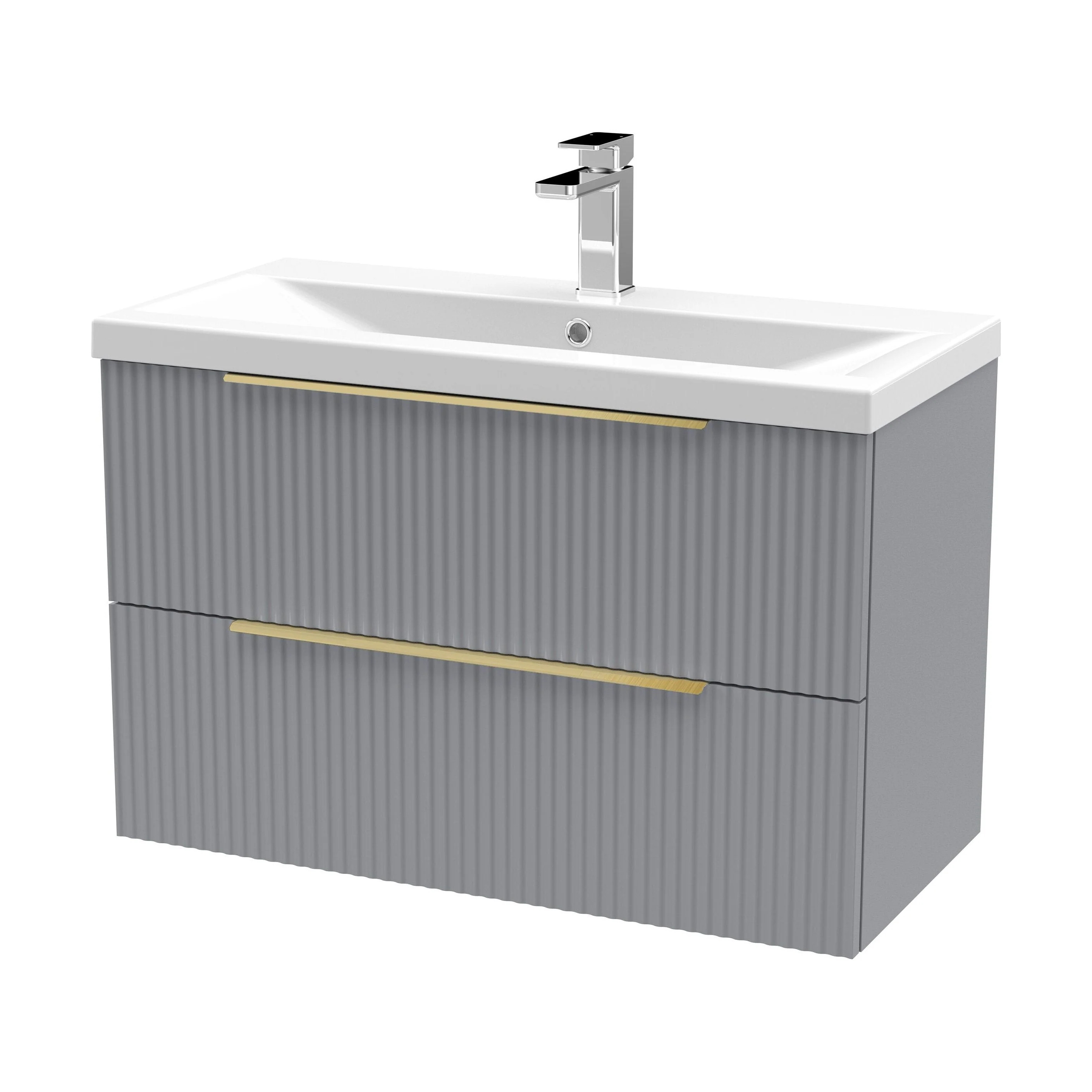 Tixall Fluted Front Wall Hung Vanity Basin Unit 800mm - 1 Drawer - Image 106