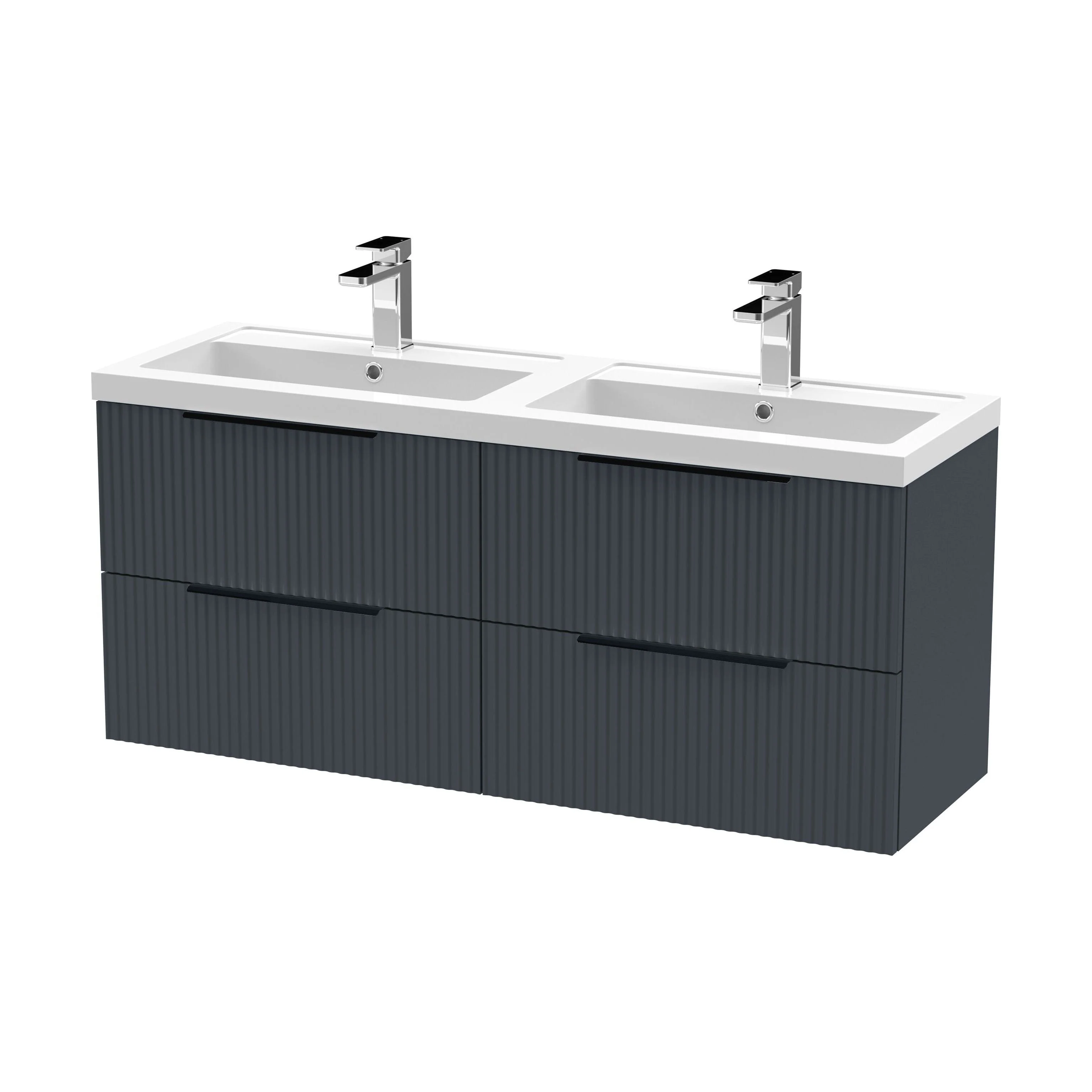 Tixall Fluted Front Wall Hung Vanity Basin Unit 800mm - 1 Drawer - Image 48
