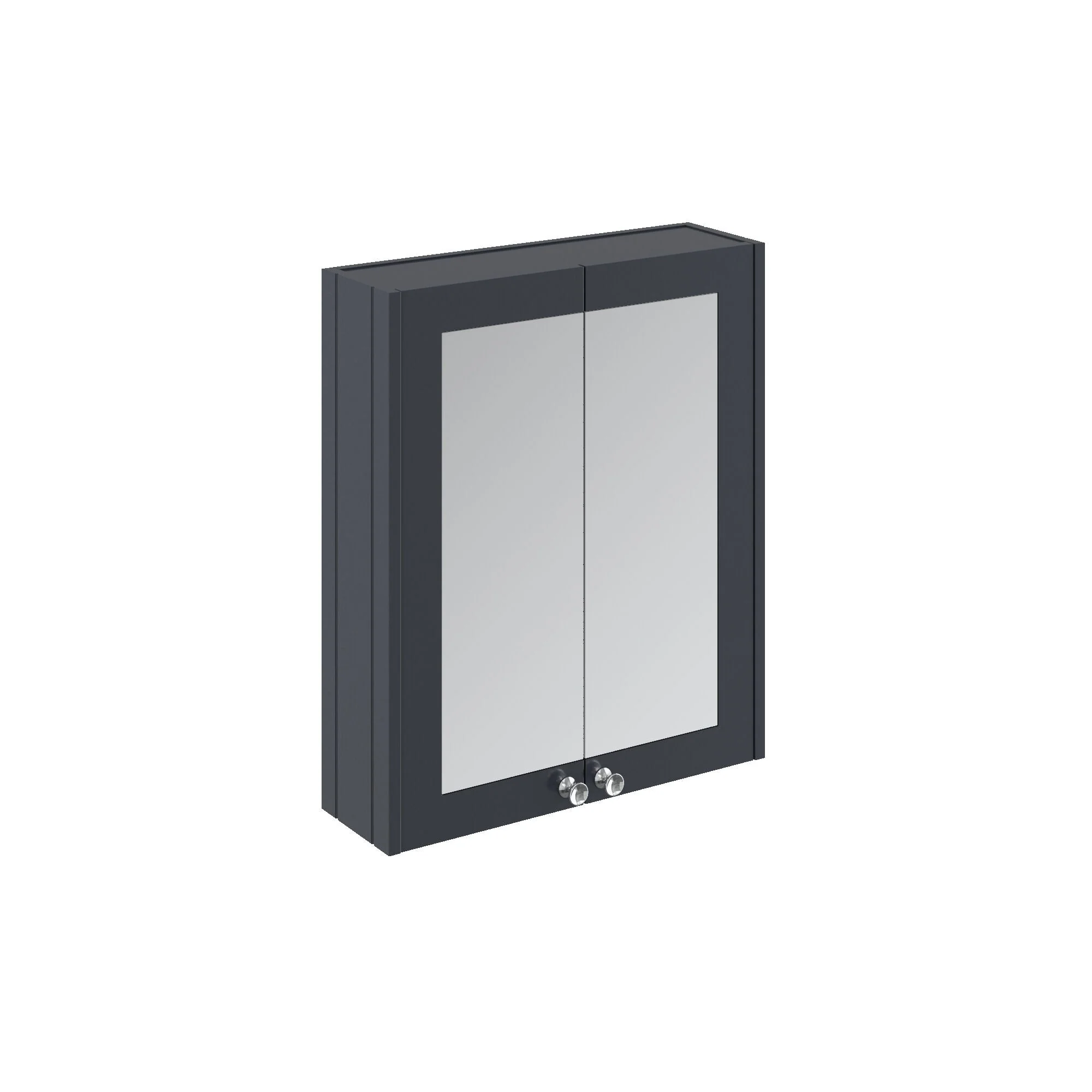 Butterton Traditional Wall Mounted Mirror Cabinet with 2 Soft Close Doors and Shelf, Satin Dark Grey