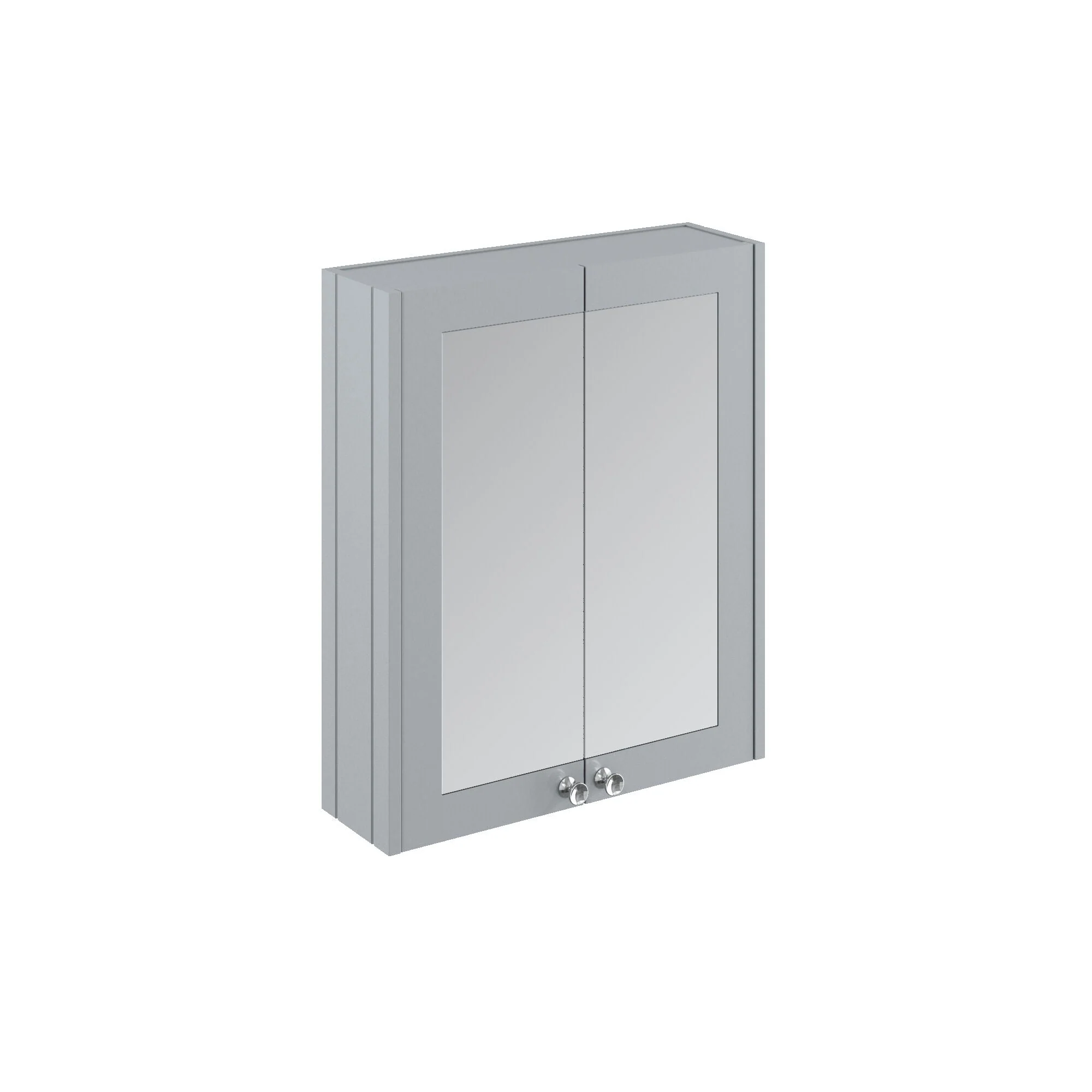 Butterton Traditional Wall Mounted Mirror Cabinet with 2 Soft Close Doors and Shelf, Satin Grey