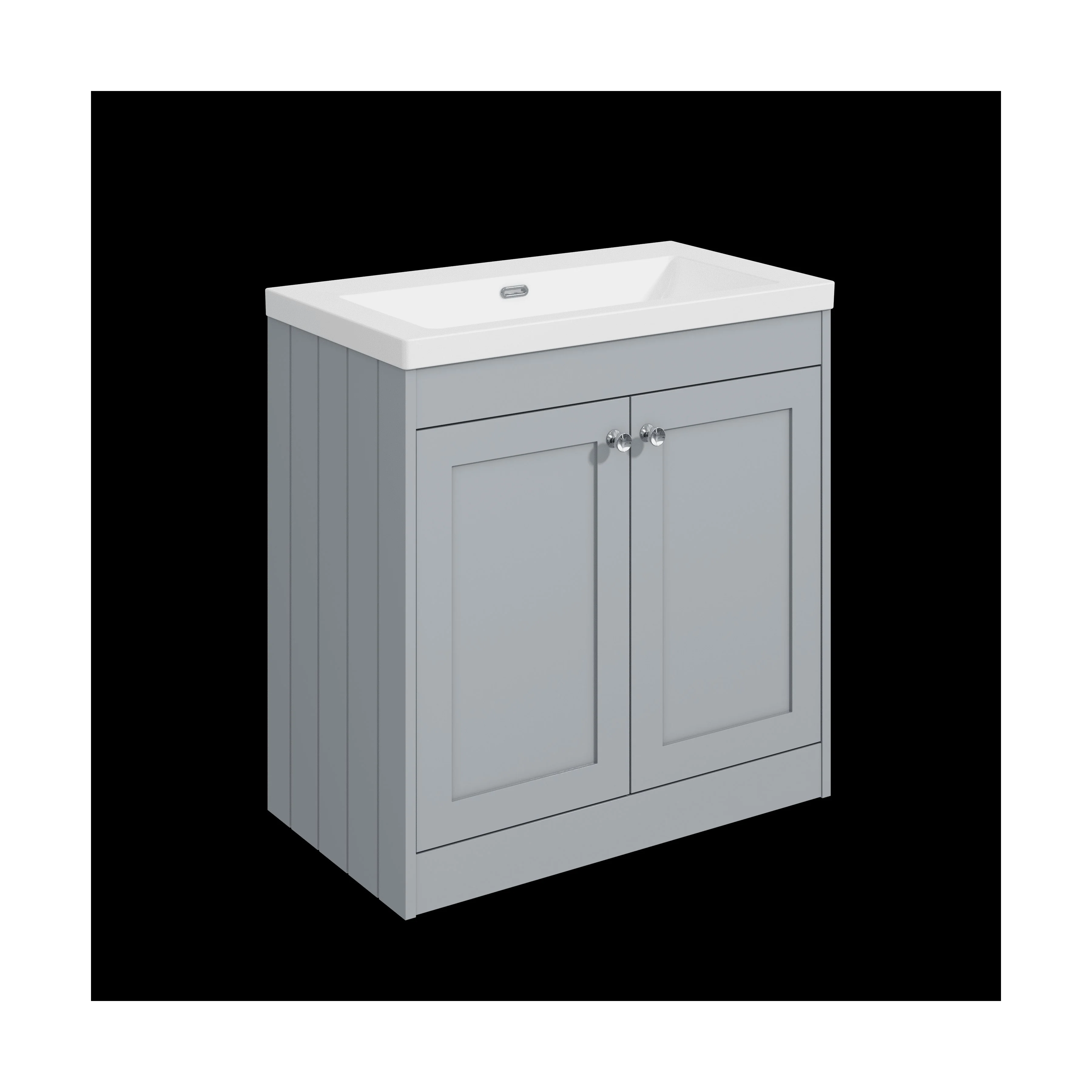 Balterley 800mm Floor Standing 2 Door Unit with Minimalist Basin No Tap Hole - Satin Grey