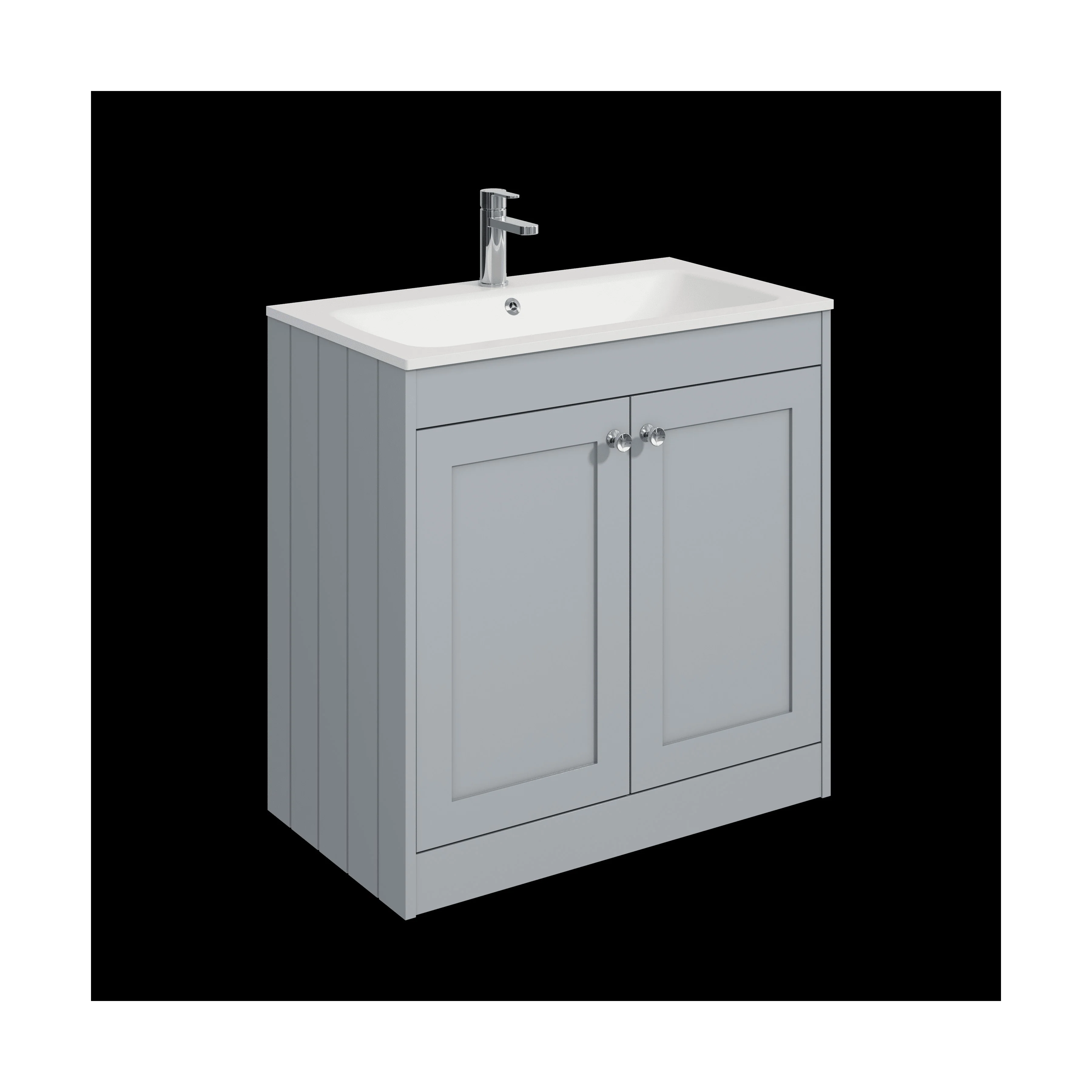 Balterley 800mm Floor Standing 2 Door Unit with Stone Basin 1 Tap Hole - Satin Grey