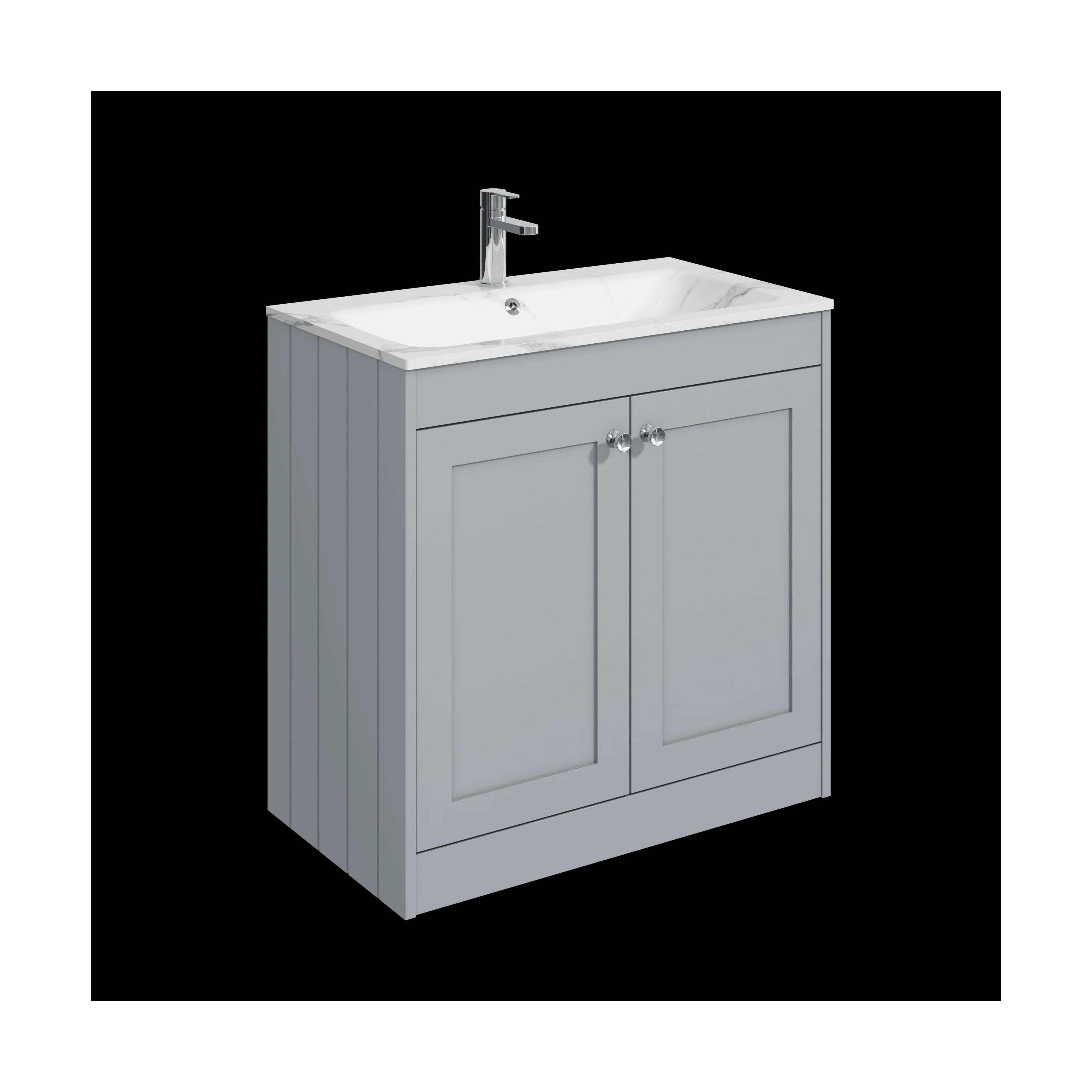 Balterley 800mm Floor Standing 2 Door Unit & Stone Basin 1 Tap Hole - Satin Grey