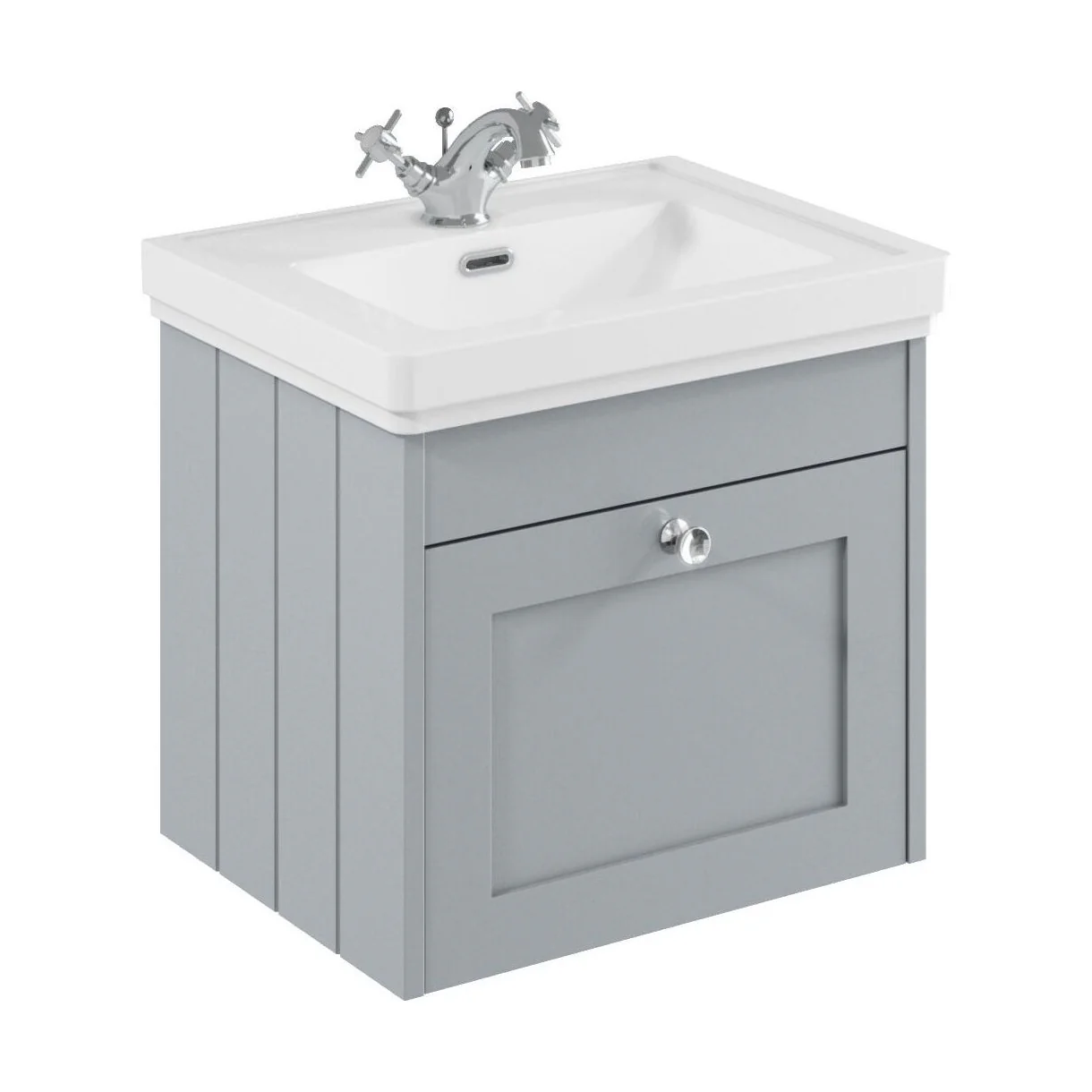 Balterley 500mm Wall Hung 1 Drawer Unit with Classic Basin 1 Tap Hole - Satin Grey