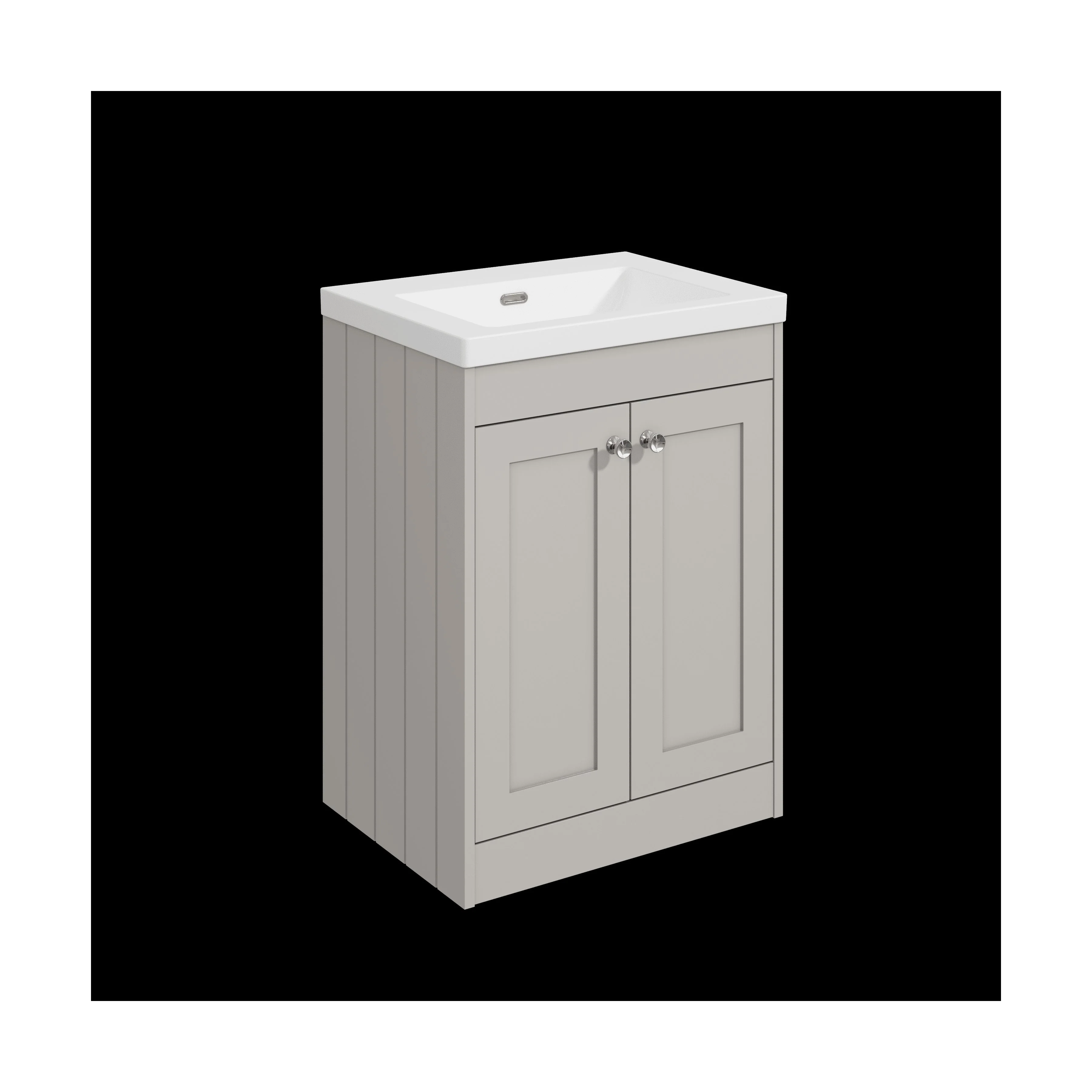 Balterley 600mm Floor Standing 2 Door Unit with Minimalist Basin No Tap Hole - Pebble Grey