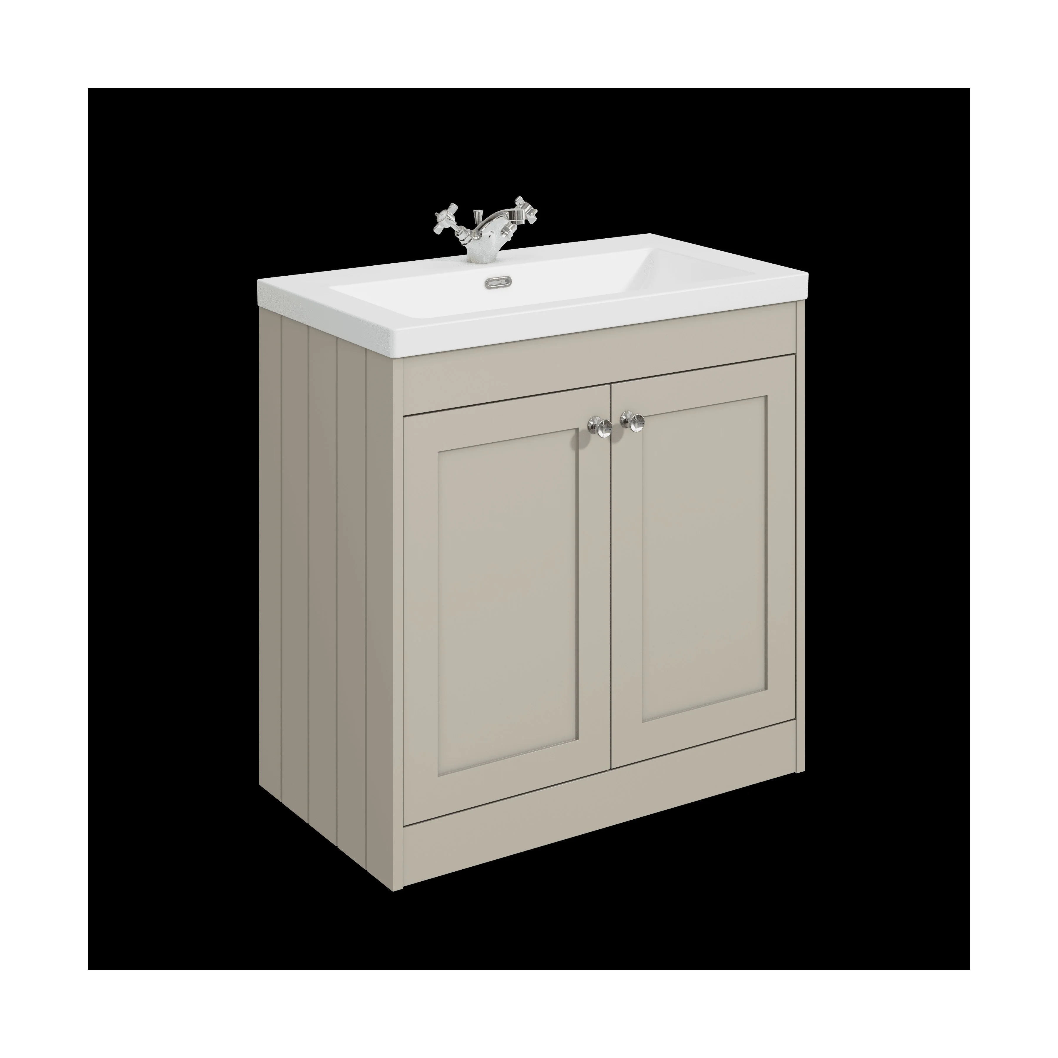 Balterley 800mm Floor Standing 2 Door Unit with Minimalist Basin 1 Tap Hole - Pebble Grey