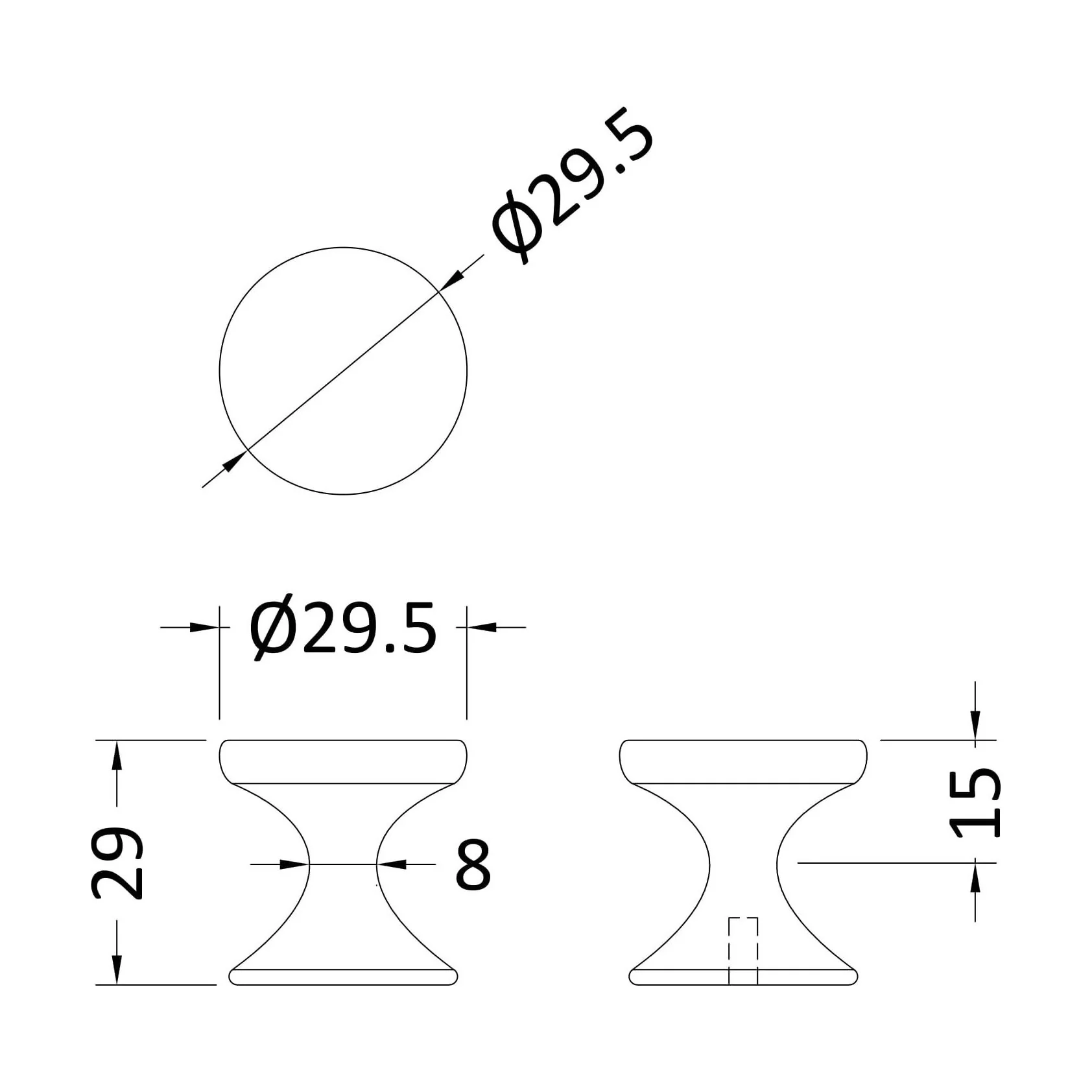 Indented Round Knob, 30mm - Chrome - Image 2