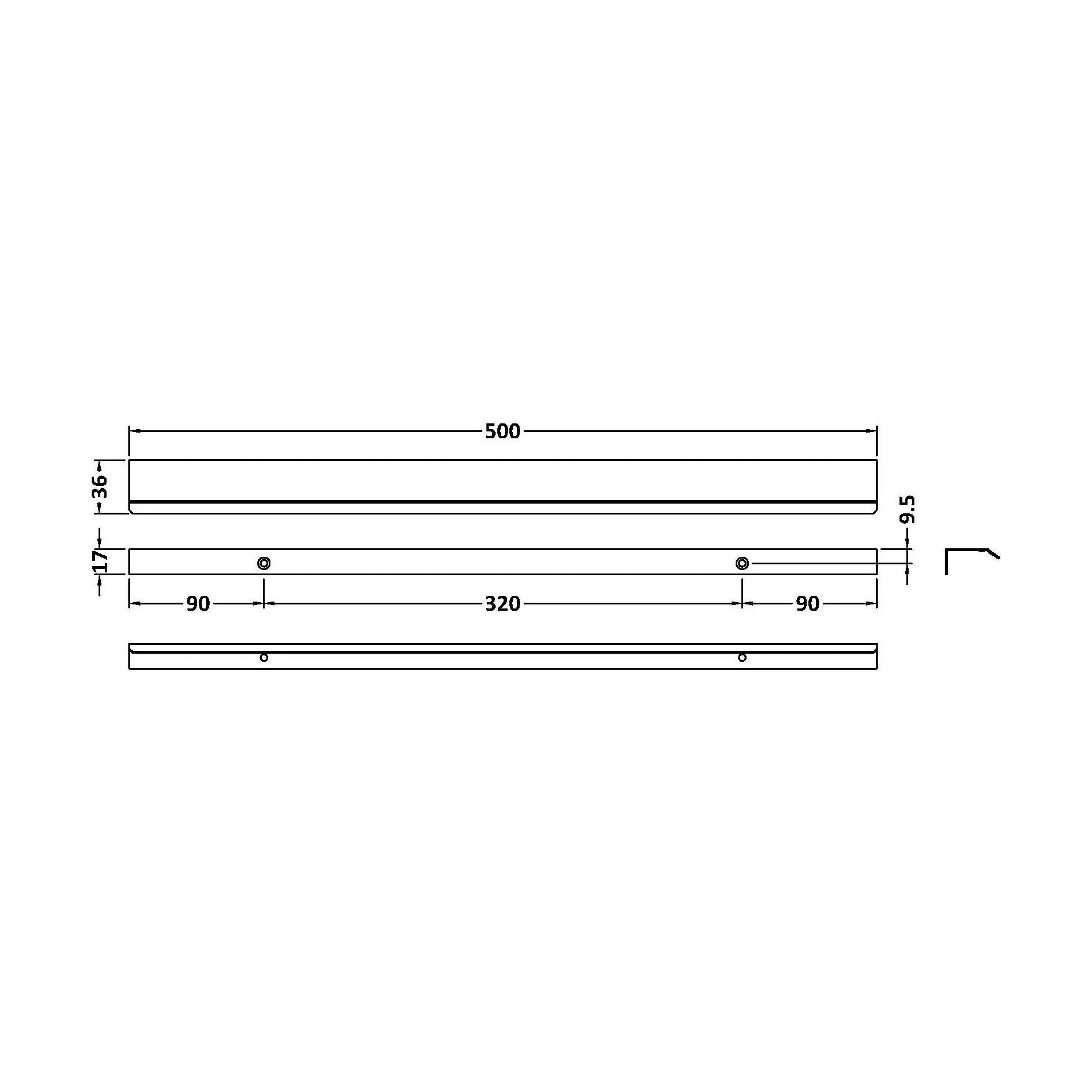 Finger Pull Handle, 500mm (320mm Centres) - Brushed Brass - Image 2