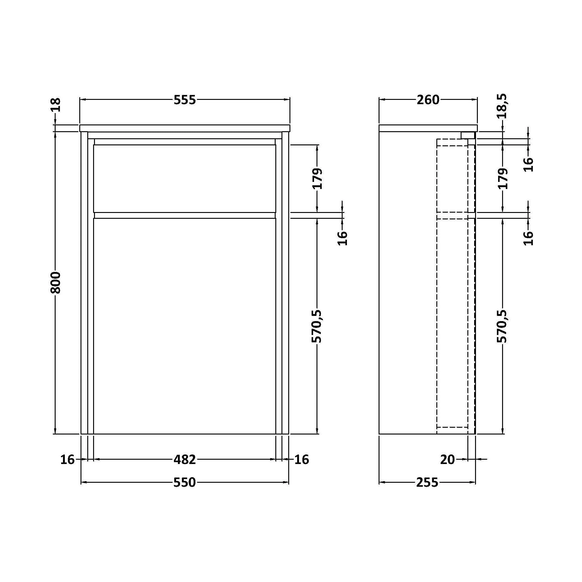 Contemporary Floor Standing WC Unit - 818 x 555 x 260mm - Antique Oak - Image 2