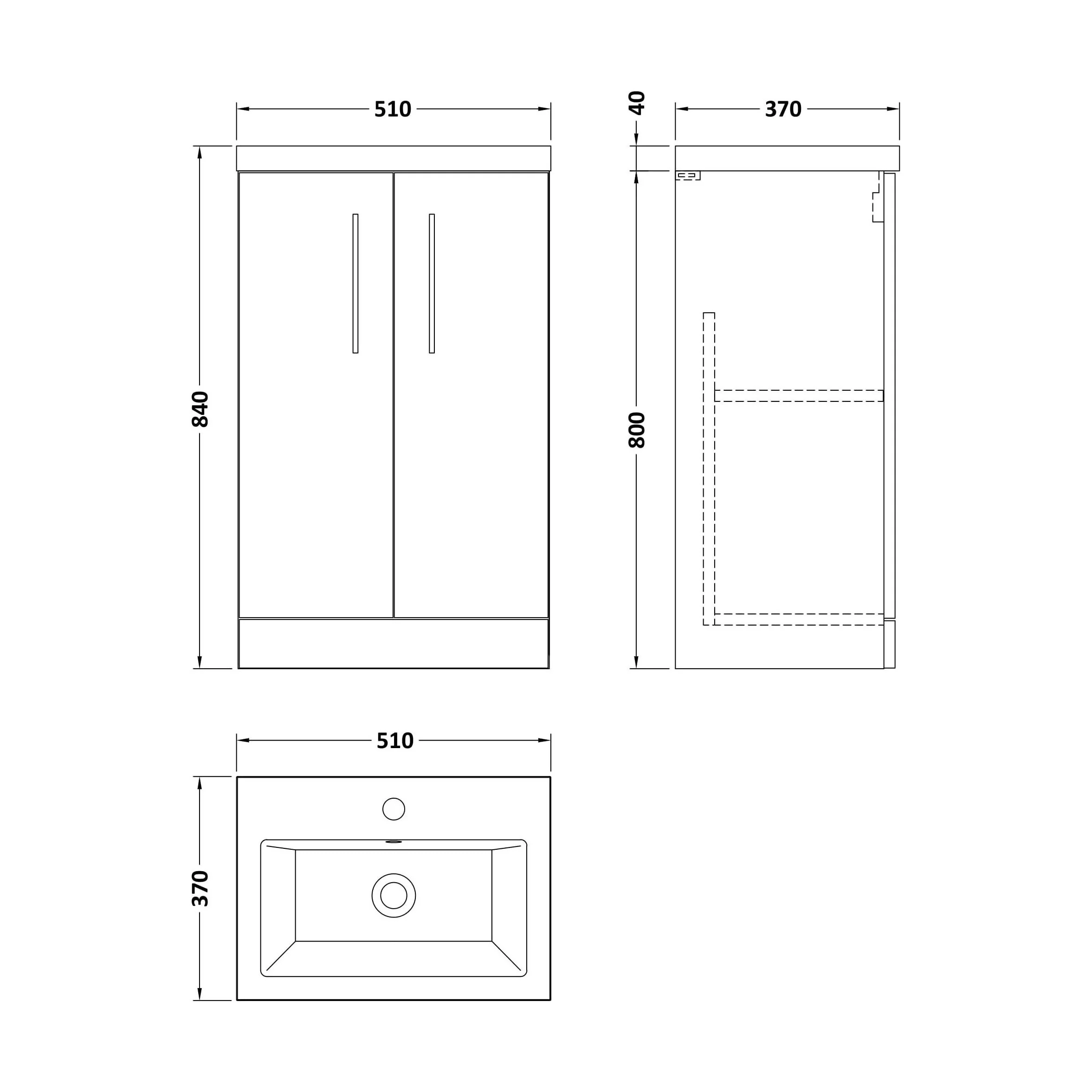 Balterley Level Compact Bathroom Cloakroom Vanity Basin Unit with Ceramic Basin, Chrome Handles, 500mm, Satin Grey - Image 5