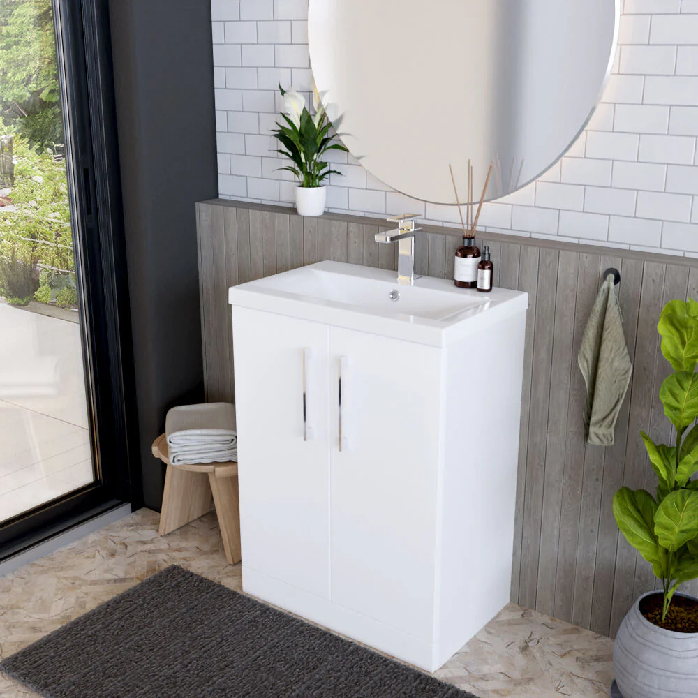Contemporary Floor Standing Vanity Unit with Mid-Edge Basin, Choice of Size - Image 10