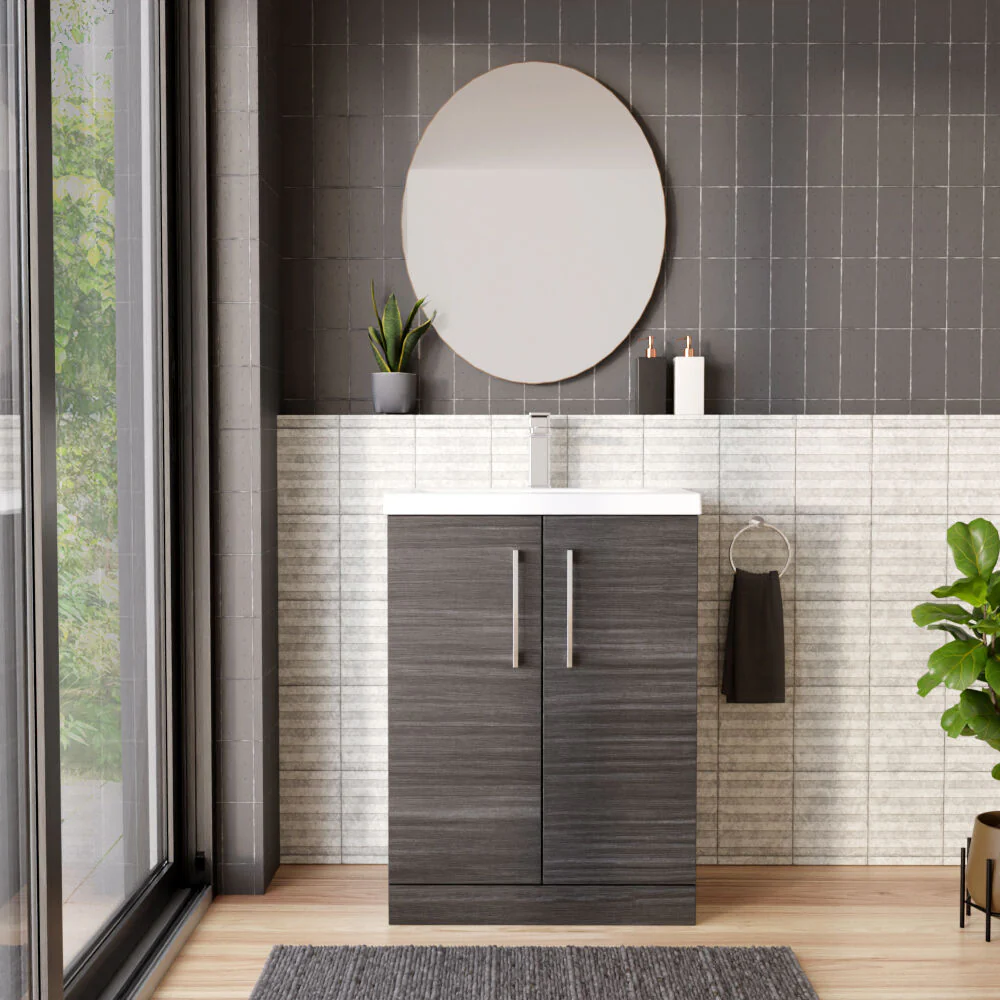 Contemporary Floor Standing Vanity Unit with Mid-Edge Basin, Choice of Size - Image 113