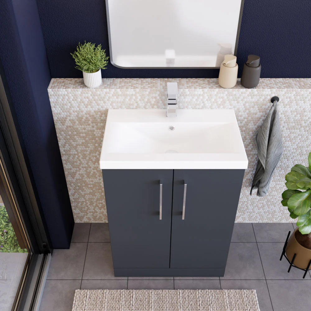Contemporary Floor Standing Vanity Unit with Mid-Edge Basin, Choice of Size - Image 24