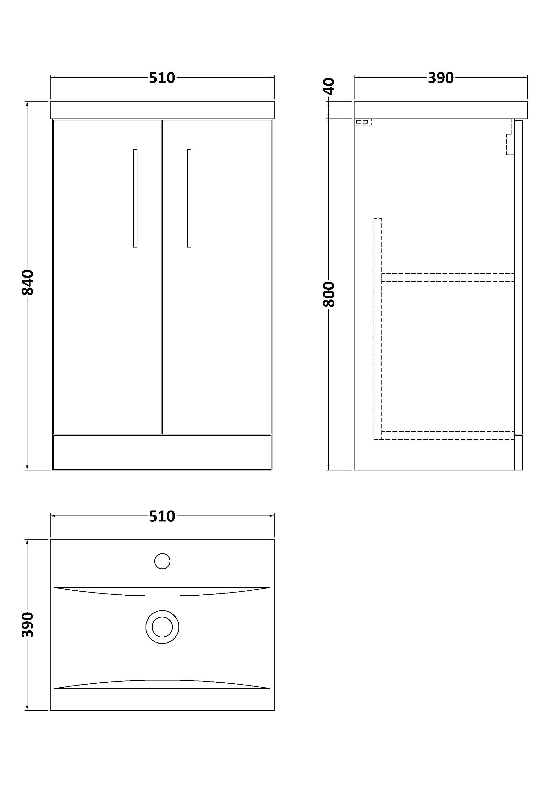 Contemporary Floor Standing Vanity Unit with Mid-Edge Basin, Choice of Size - Image 39