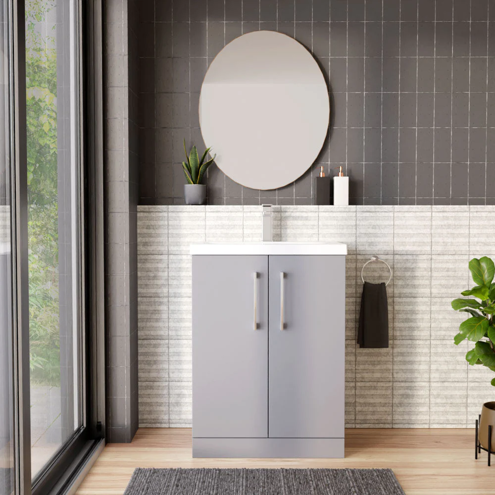 Contemporary Floor Standing Vanity Unit with Mid-Edge Basin, Choice of Size - Image 41