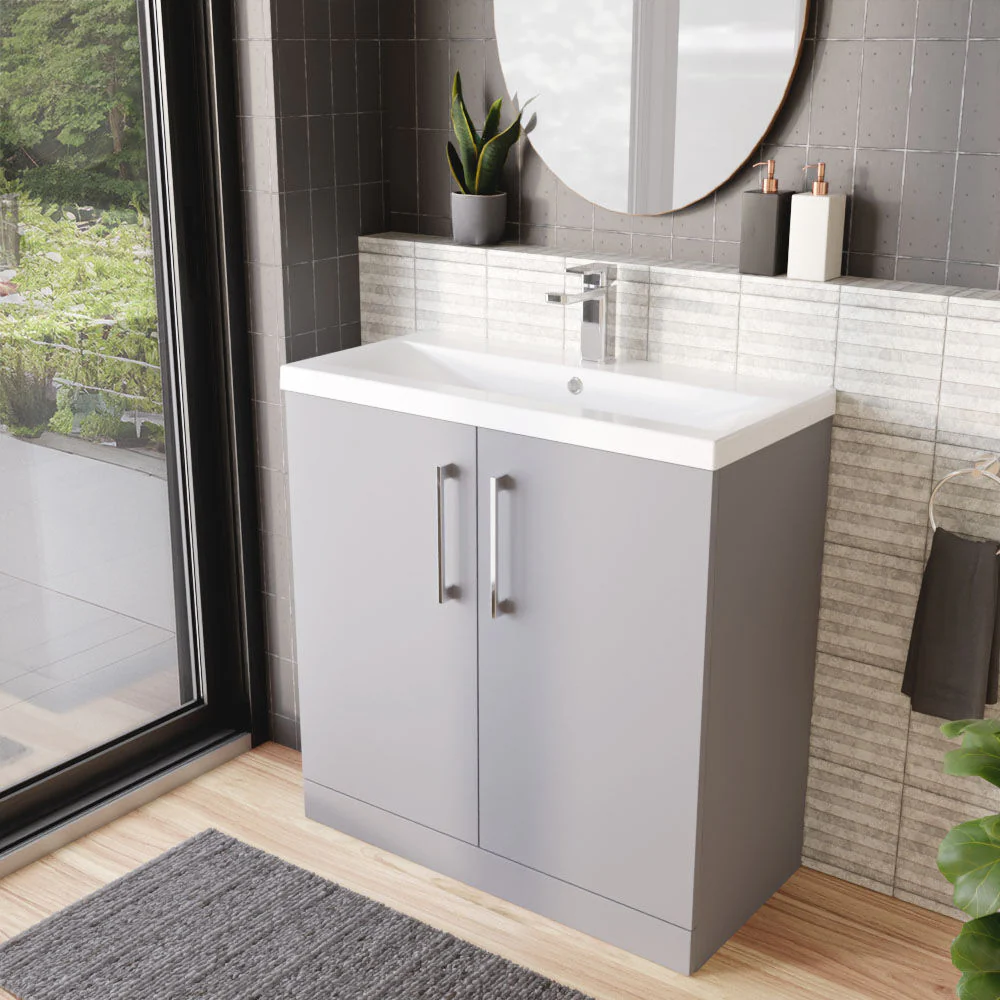 Contemporary Floor Standing Vanity Unit with Mid-Edge Basin, Choice of Size - Image 49