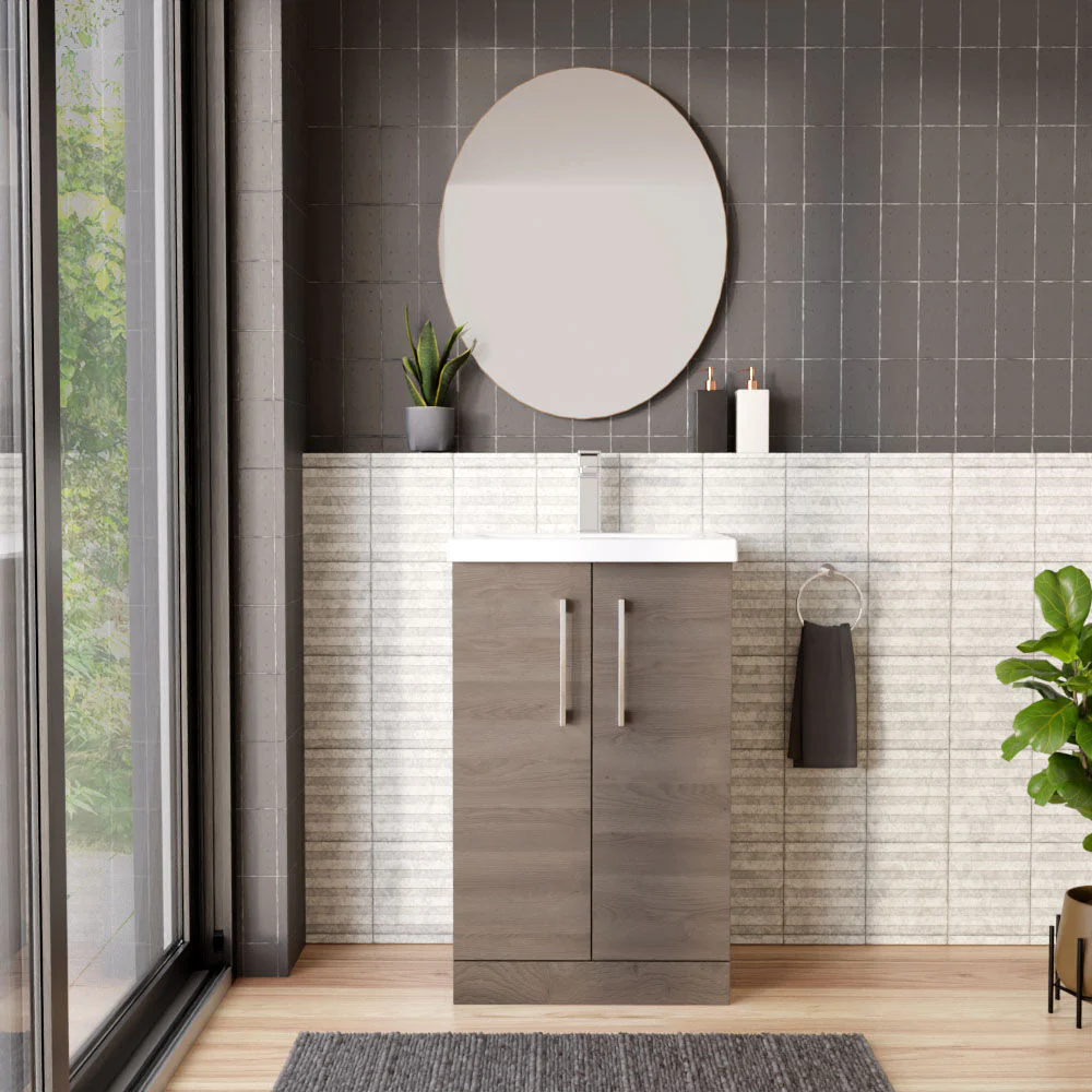 Contemporary Floor Standing Vanity Unit with Mid-Edge Basin, Choice of Size - Image 53