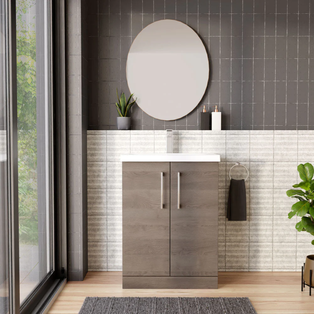 Contemporary Floor Standing Vanity Unit with Mid-Edge Basin, Choice of Size - Image 59