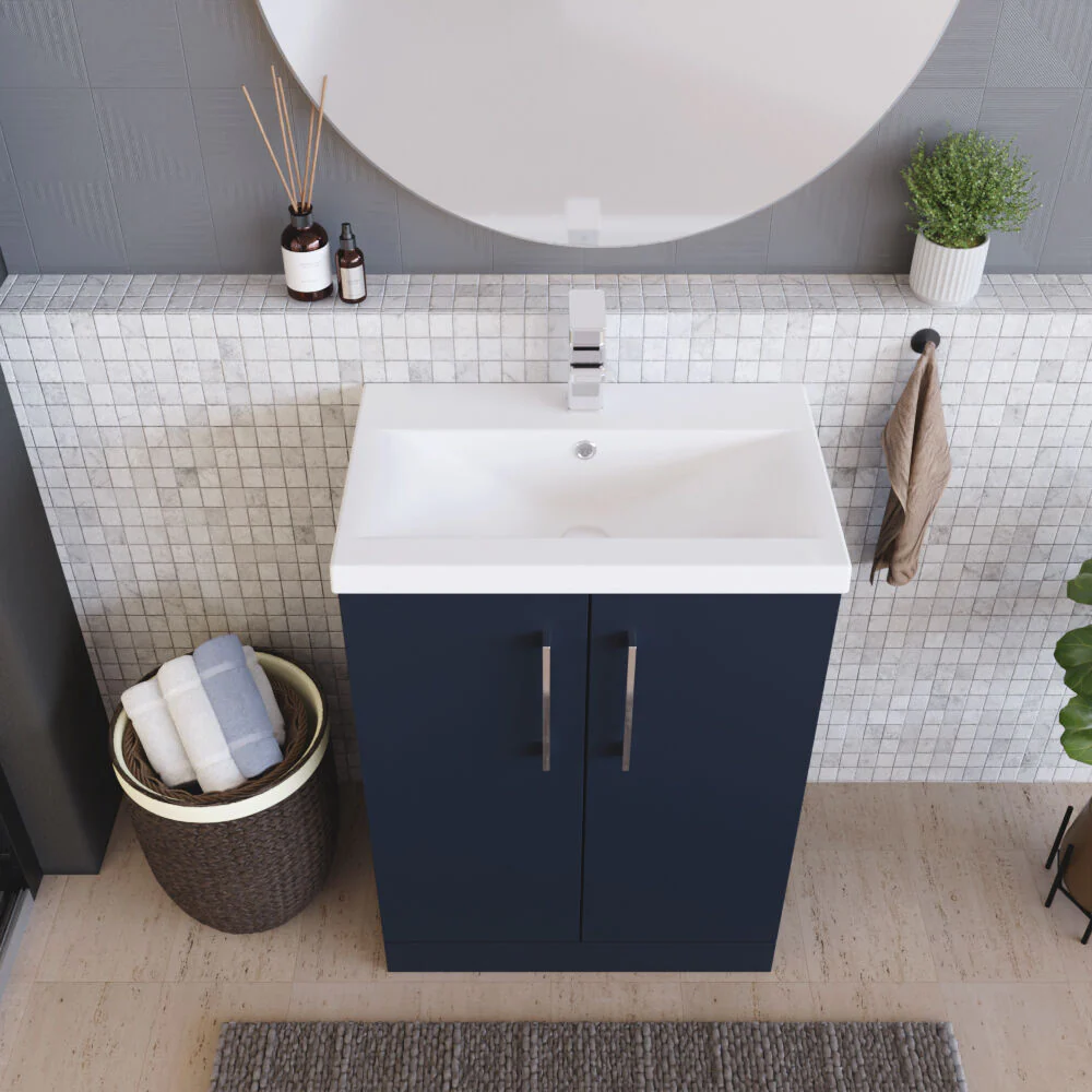 Contemporary Floor Standing Vanity Unit with Mid-Edge Basin, Choice of Size - Image 78