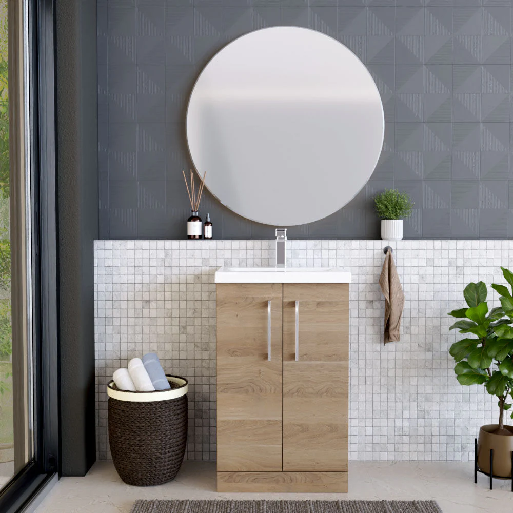 Contemporary Floor Standing Vanity Unit with Mid-Edge Basin, Choice of Size - Image 89