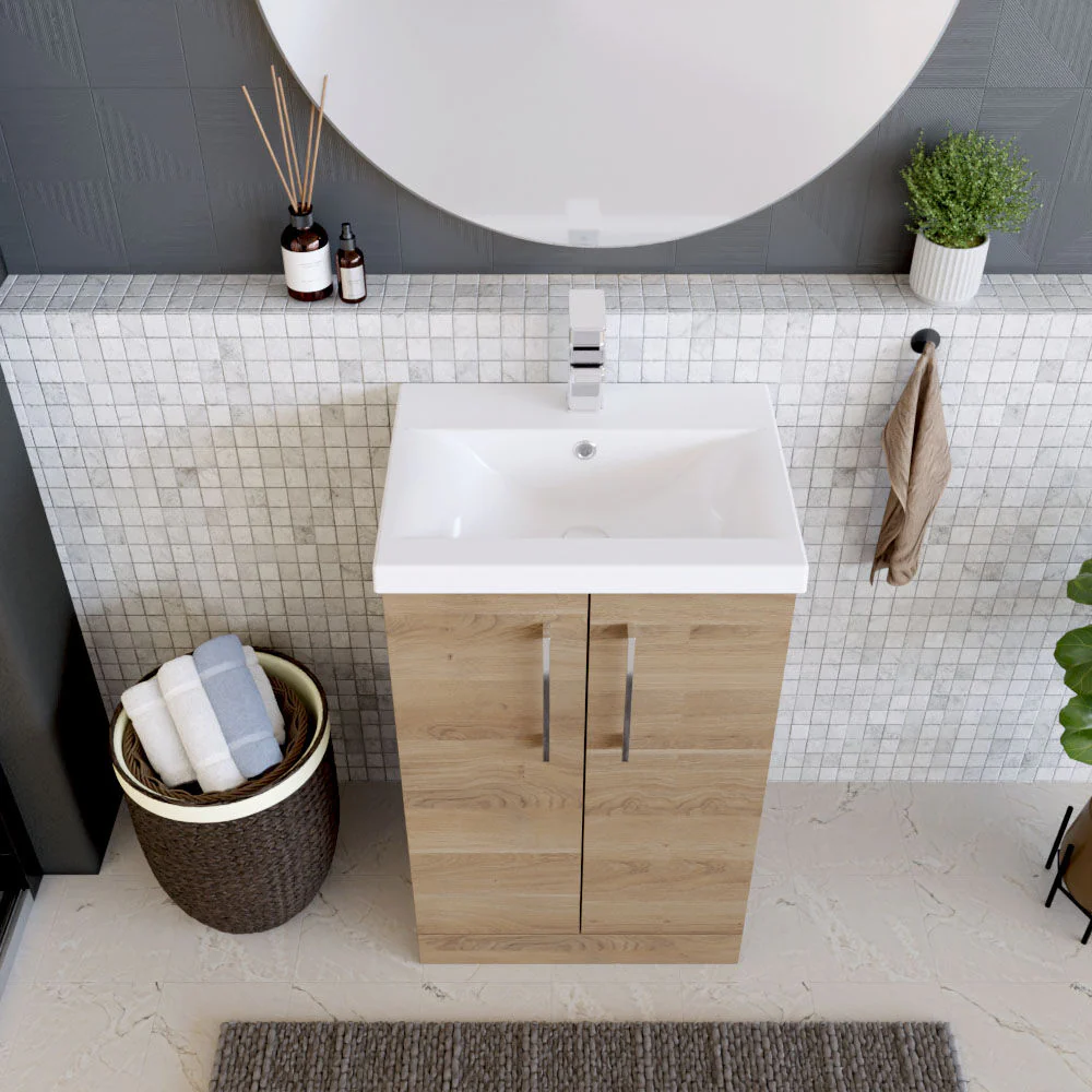 Contemporary Floor Standing Vanity Unit with Mid-Edge Basin, Choice of Size - Image 90