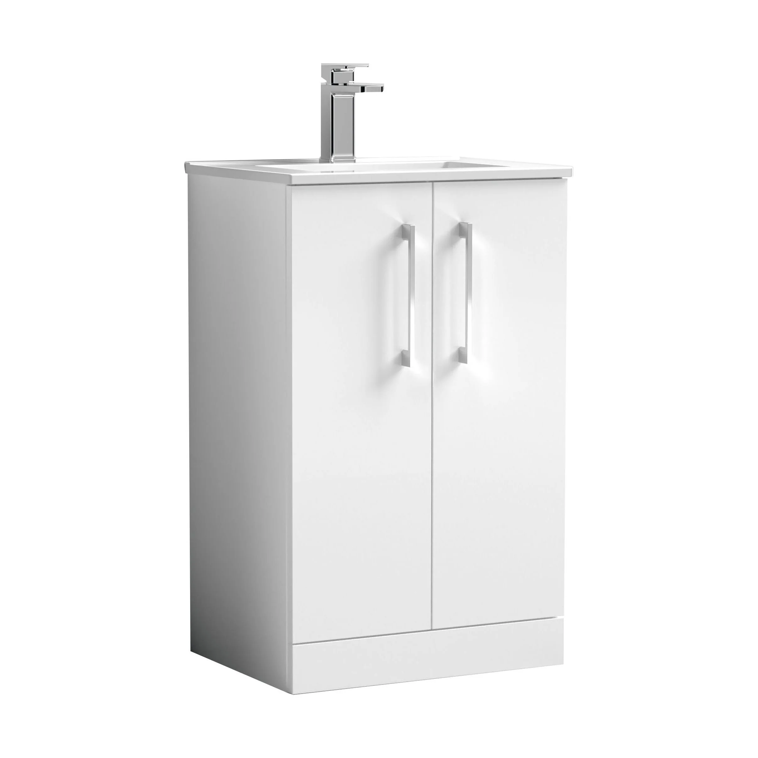 Balterley  Modern Bathroom 2 Soft Close Door & Minimalist Vanity Unit Basin, Gloss White, 345mm