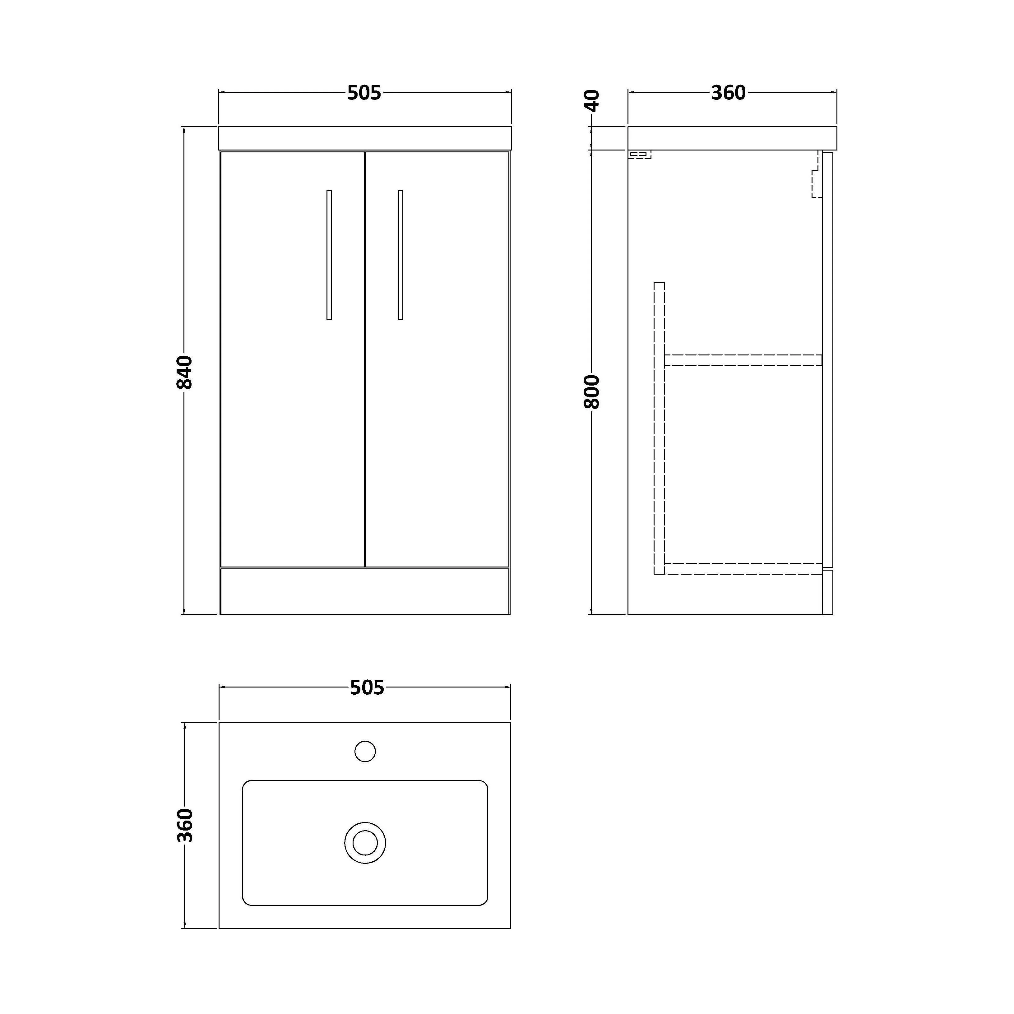 Balterley Level Compact Bathroom Cloakroom Vanity Basin Unit with Polymarble Basin, Chrome Handles, 500mm, Satin Green - Image 5