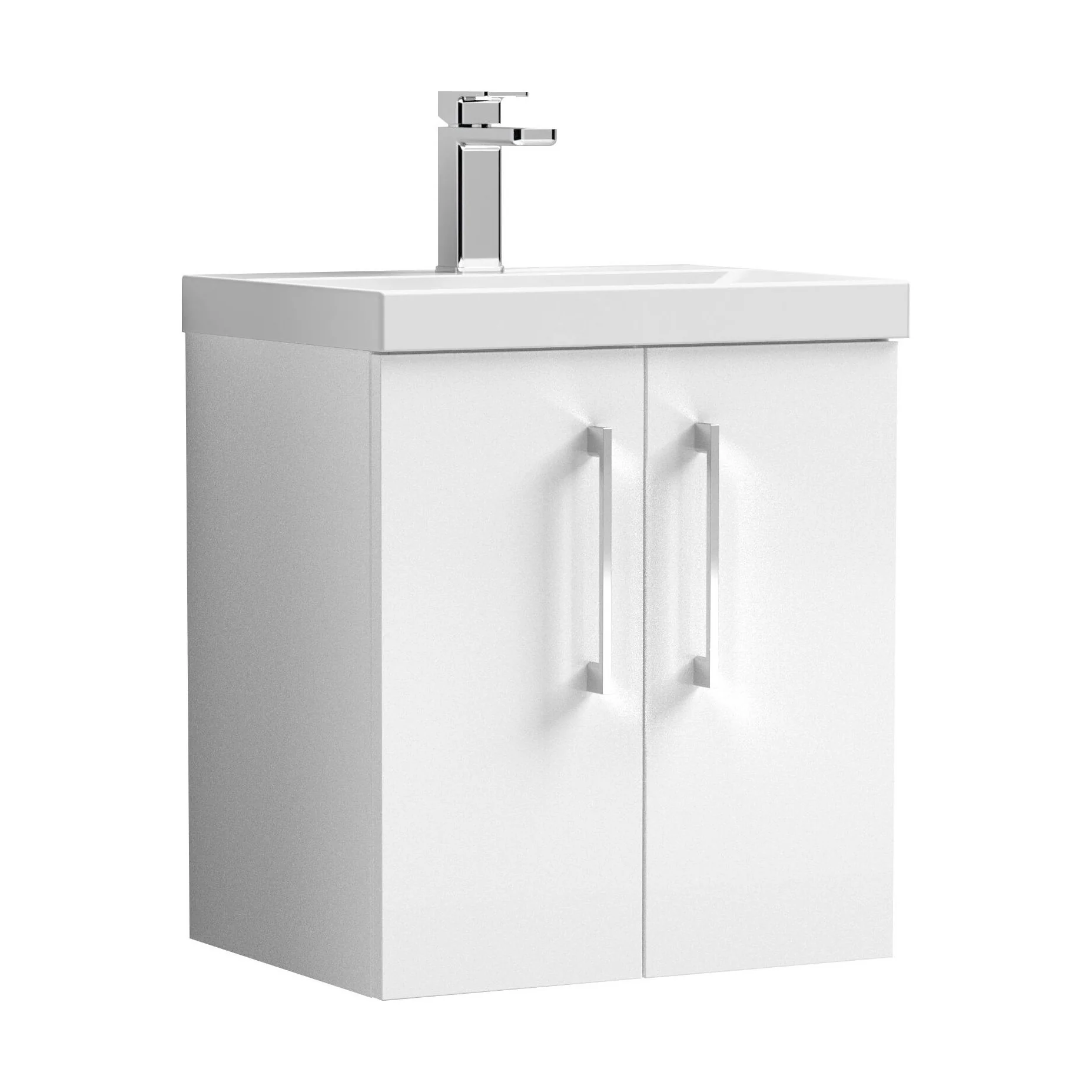 Balterley  Contemporary Bathroom 2 Soft Close Door & Thin-Edge Vanity Unit Basin, Gloss White, 500mm